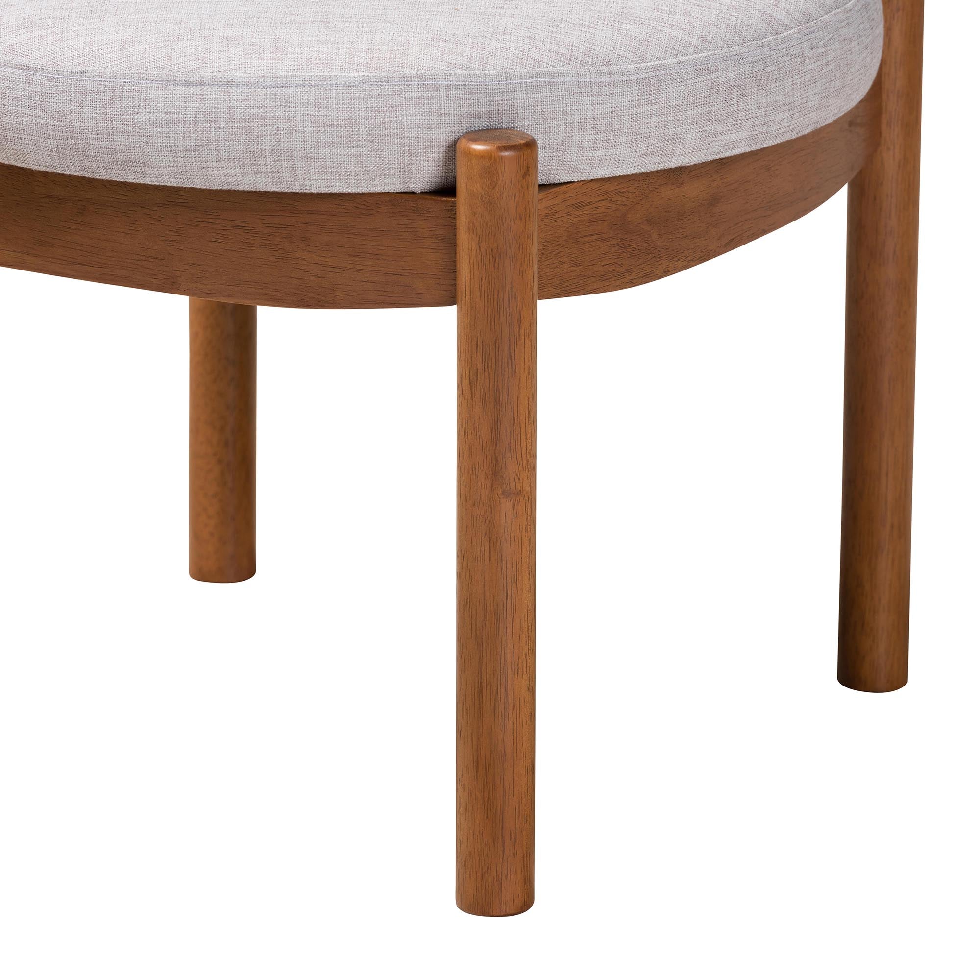 Iliana Japandi Fabric and Finished Wood Ottoman