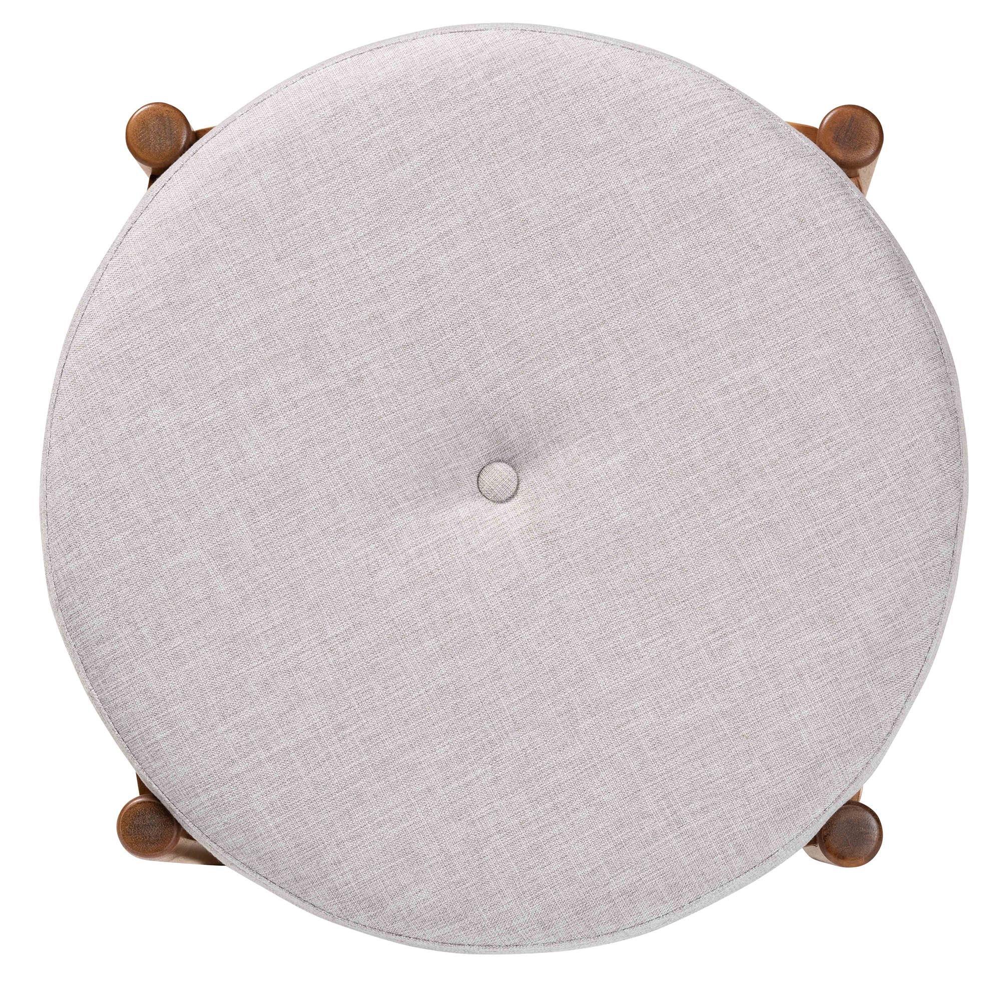 Iliana Japandi ish Fabric and Finished Wood Ottoman Footstool
