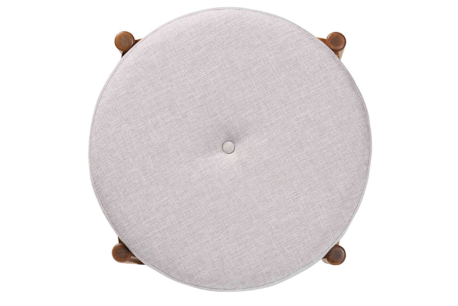 Iliana Japandi Fabric and Finished Wood Ottoman