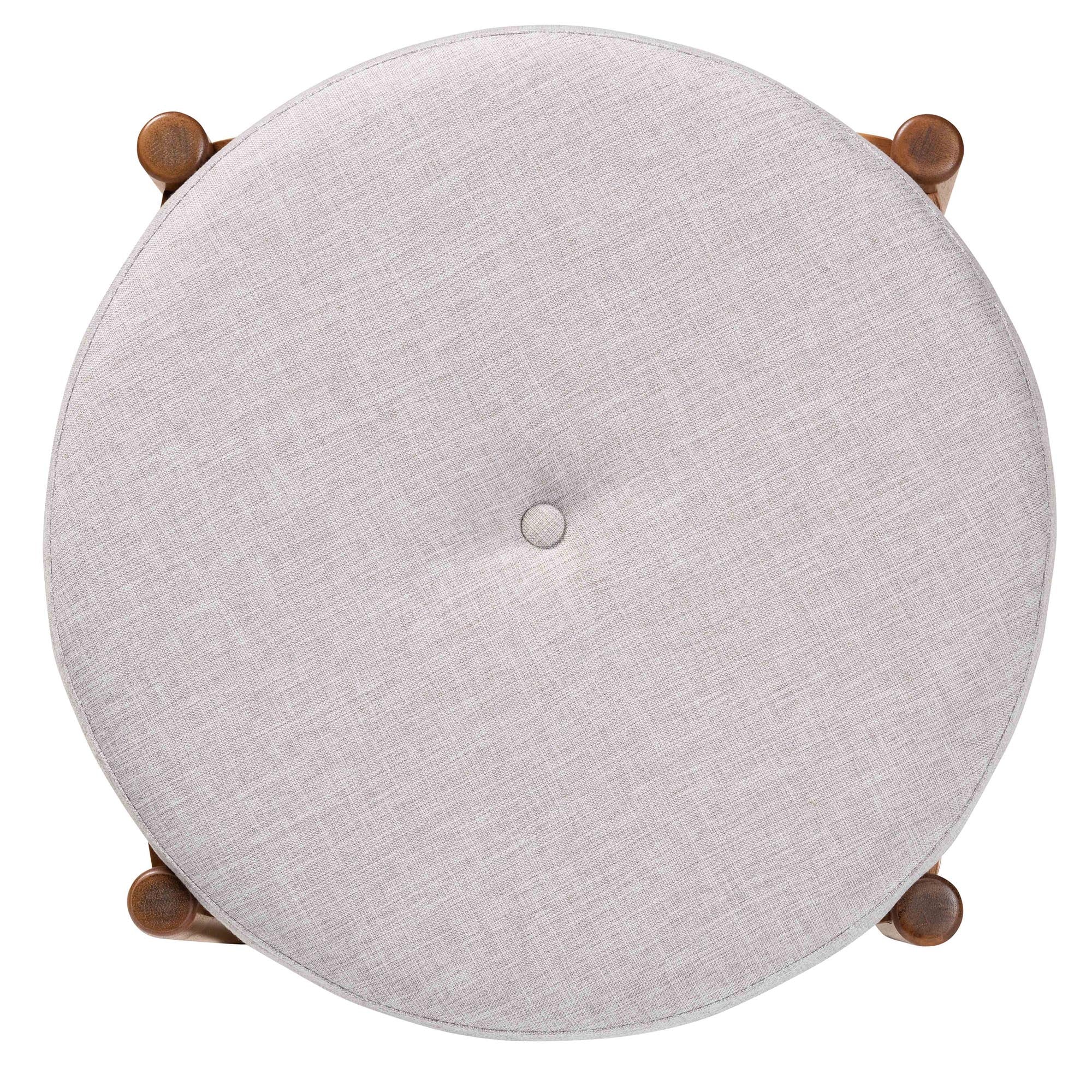 Iliana Japandi Fabric and Finished Wood Ottoman