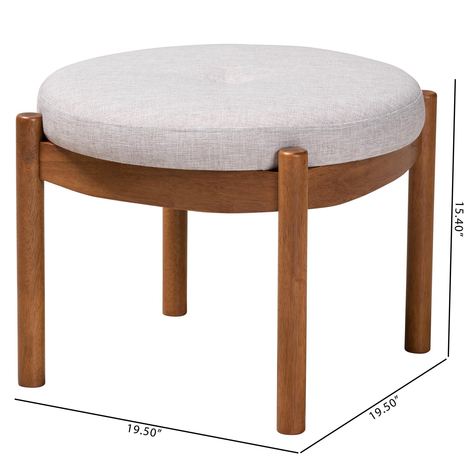 Iliana Japandi ish Fabric and Finished Wood Ottoman Footstool