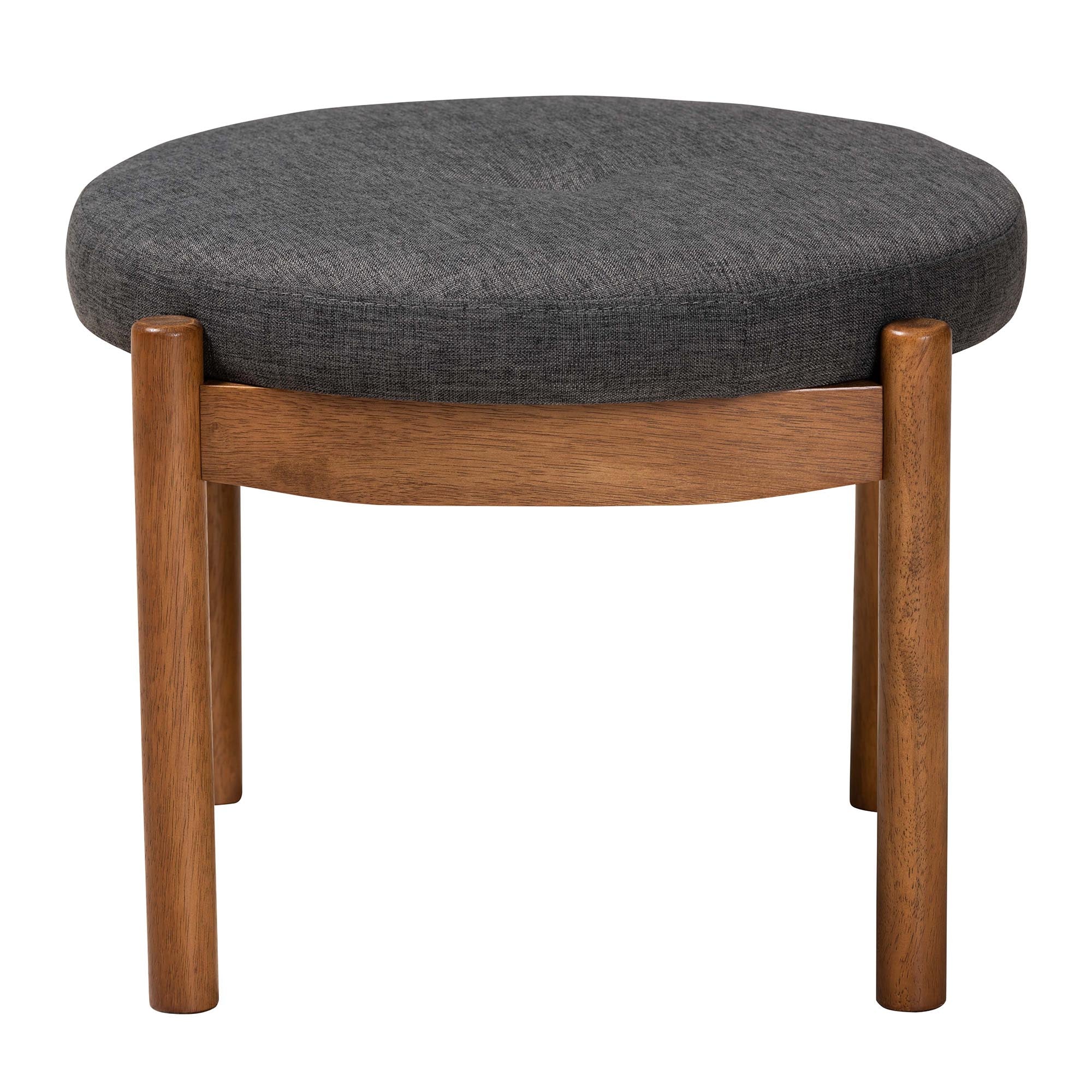 Iliana Japandi Fabric and Finished Wood Ottoman