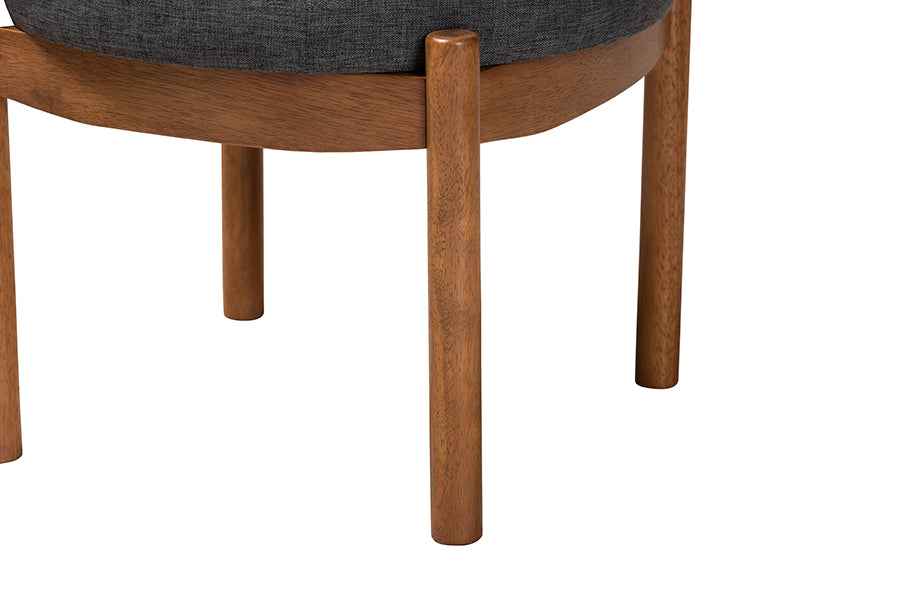 Iliana Japandi Fabric and Finished Wood Ottoman