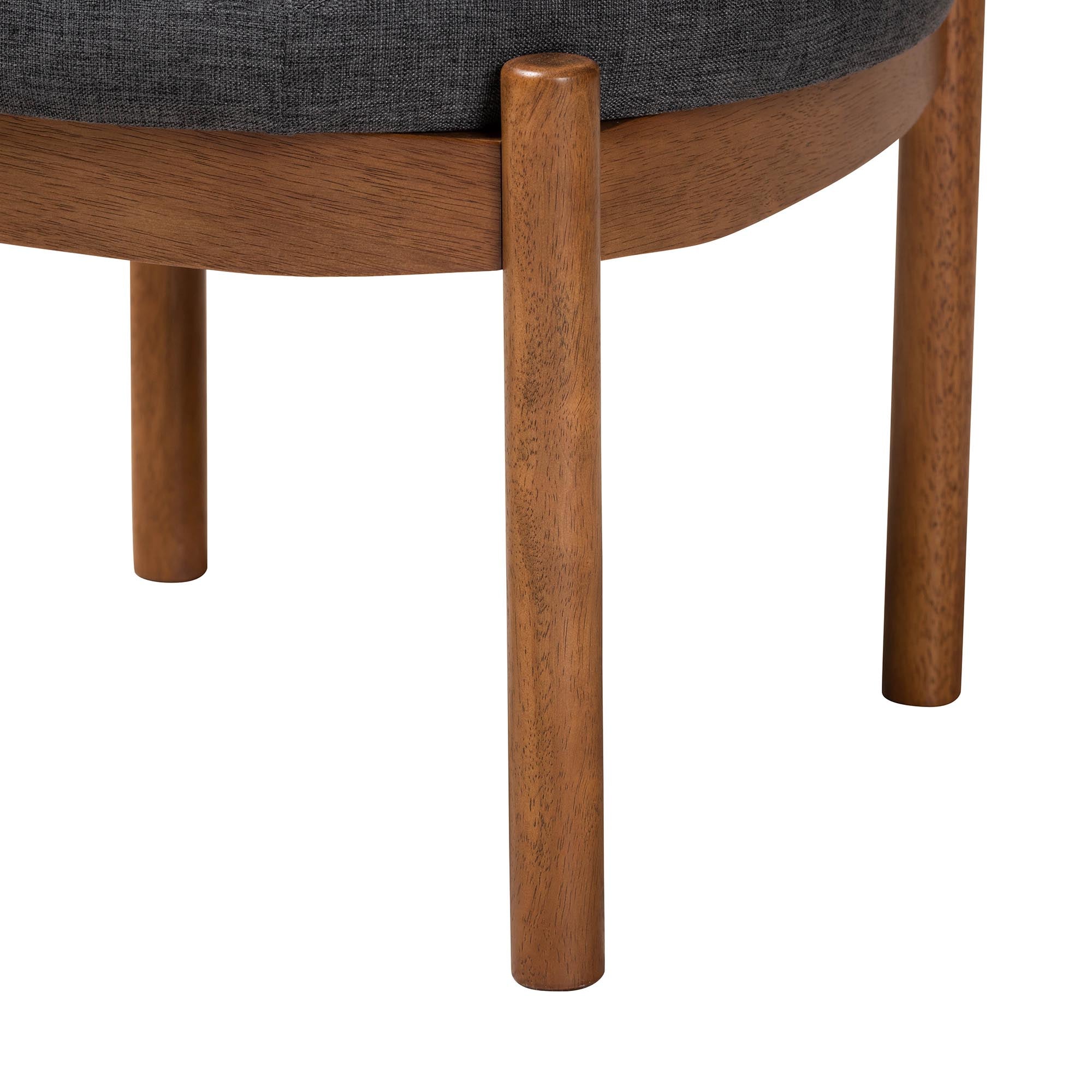Iliana Japandi Fabric and Finished Wood Ottoman