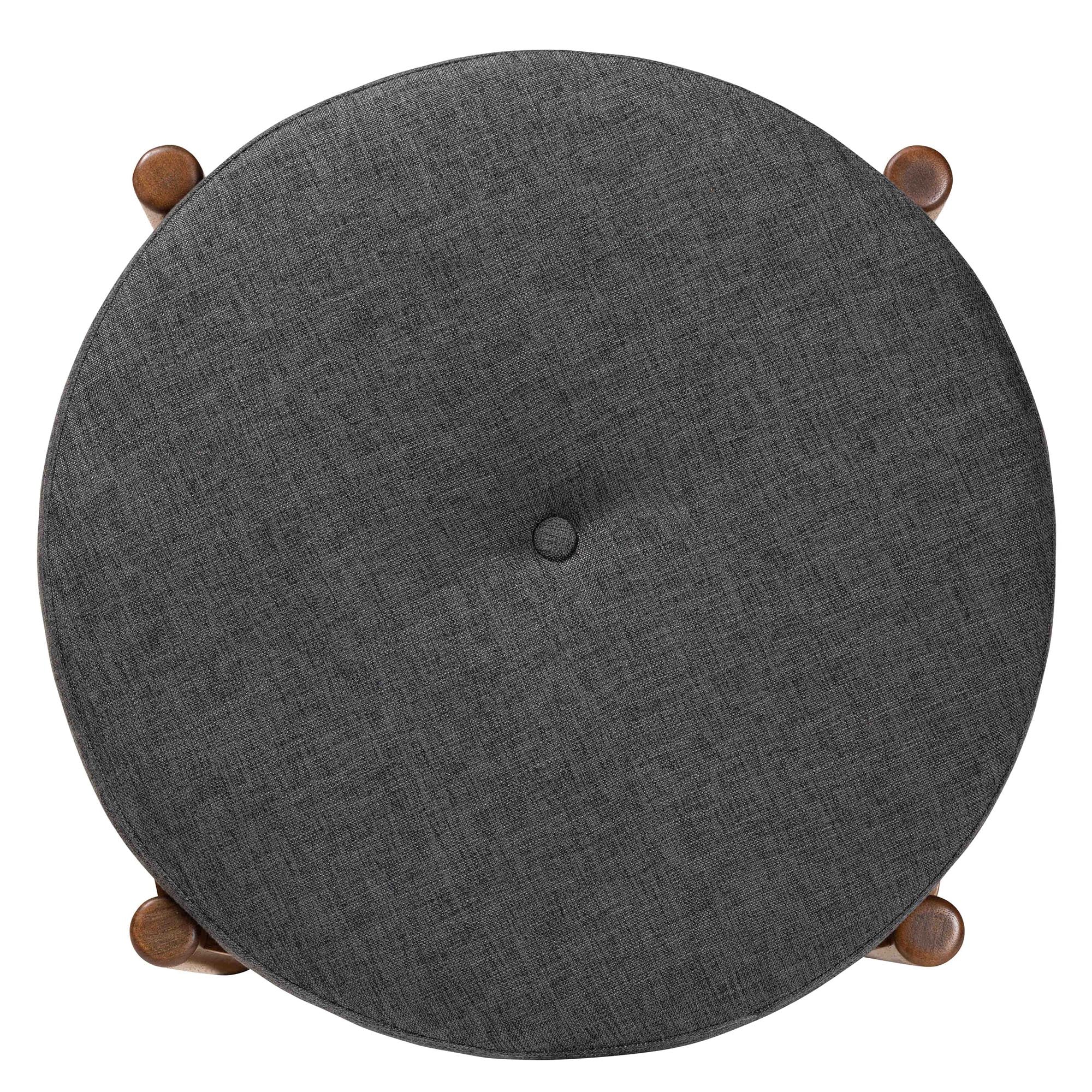 Iliana Japandi Fabric and Finished Wood Ottoman