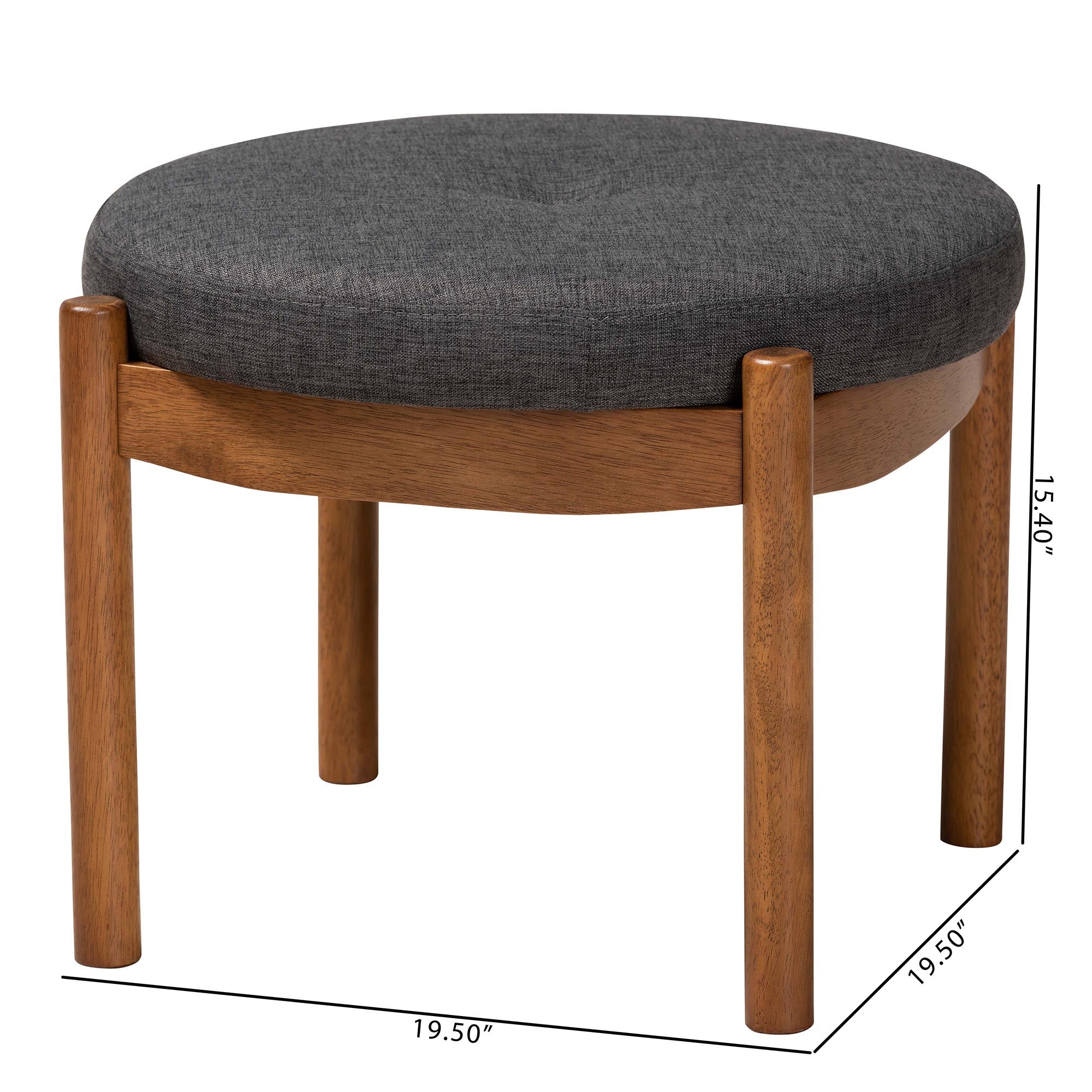 Iliana Japandi Fabric and Finished Wood Ottoman