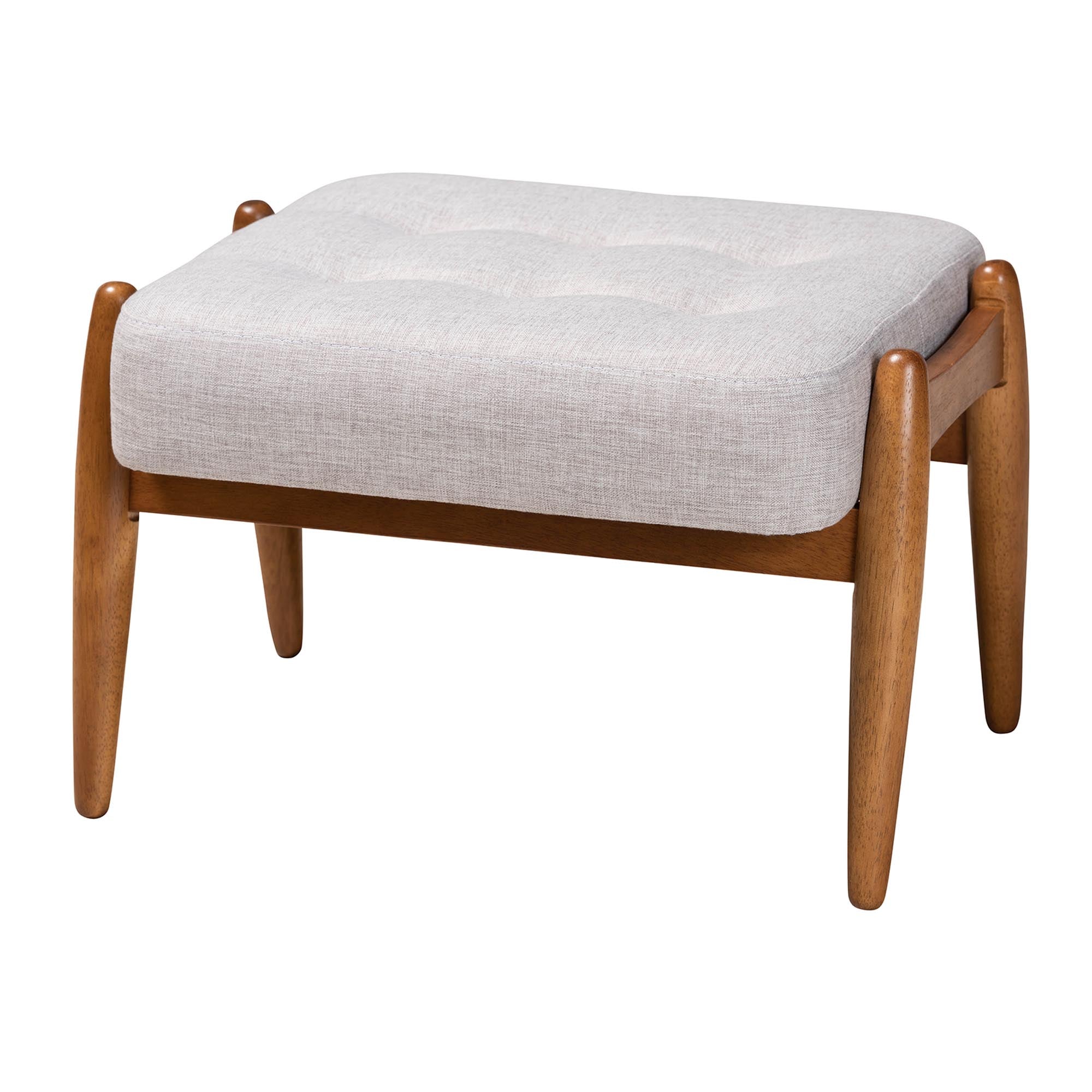 Jeanine Japandi Fabric and Finished Wood Ottoman