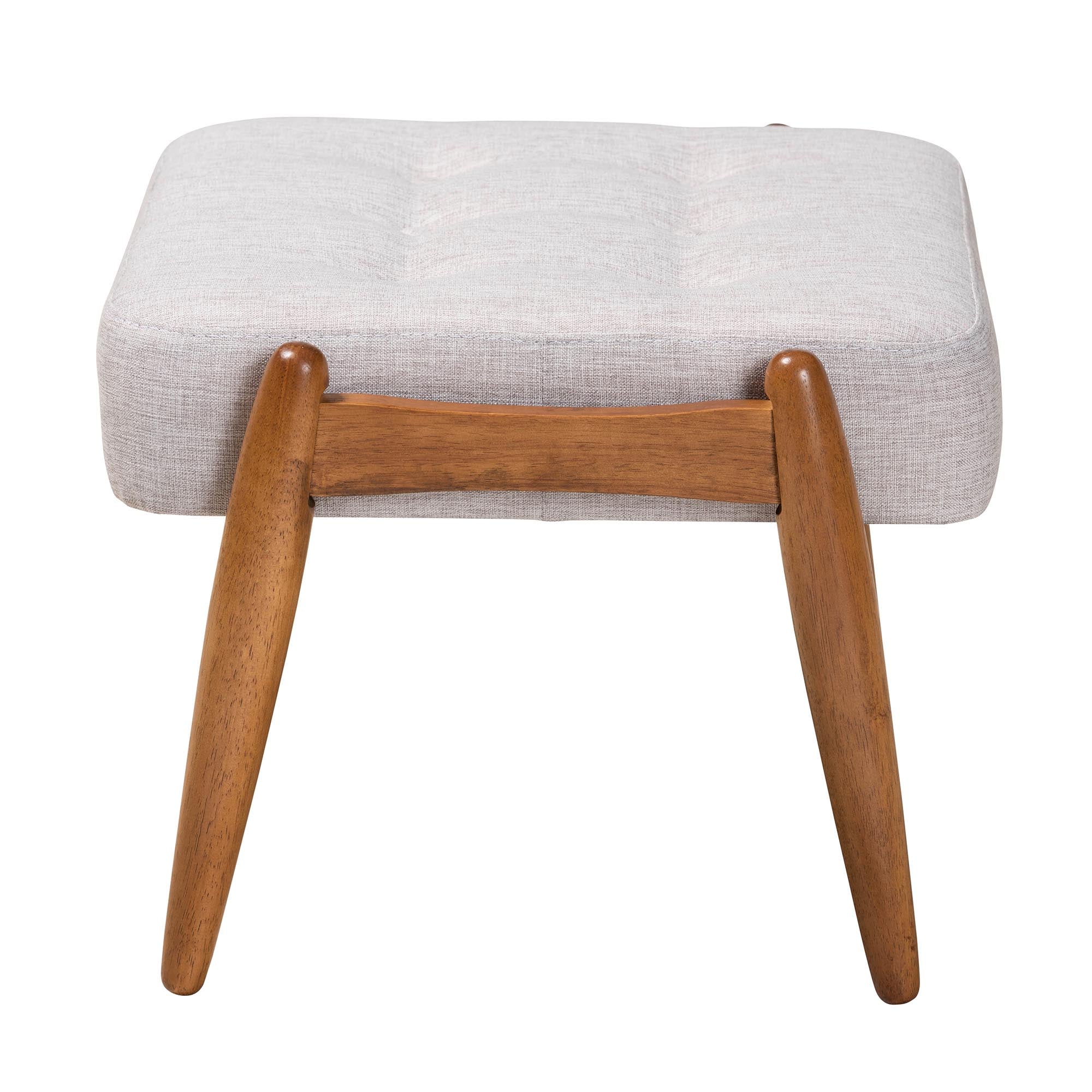 Jeanine Japandi Fabric and Finished Wood Ottoman