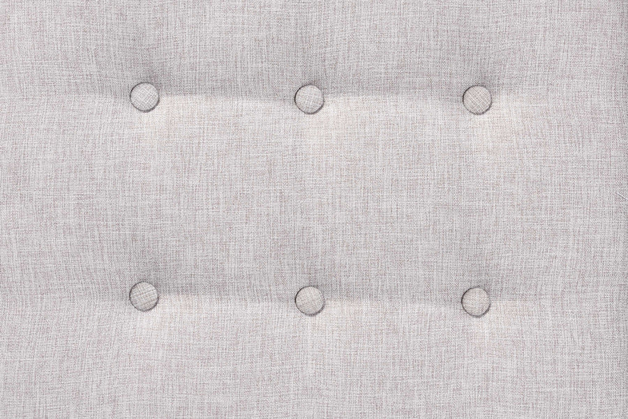 Jeanine Japandi Fabric and Finished Wood Ottoman