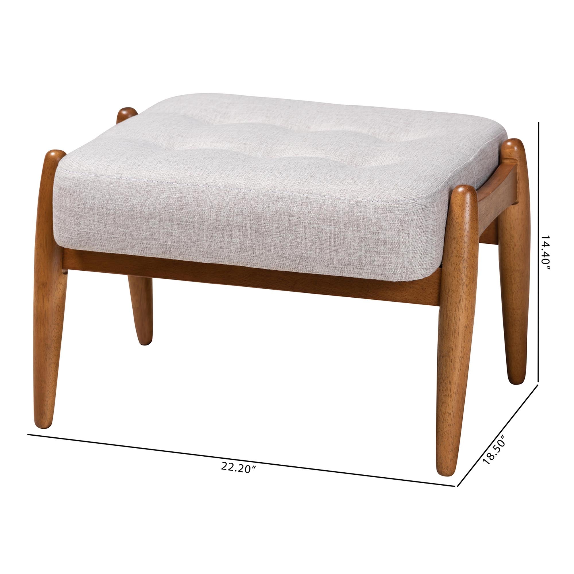 Jeanine Japandi Fabric and Finished Wood Ottoman