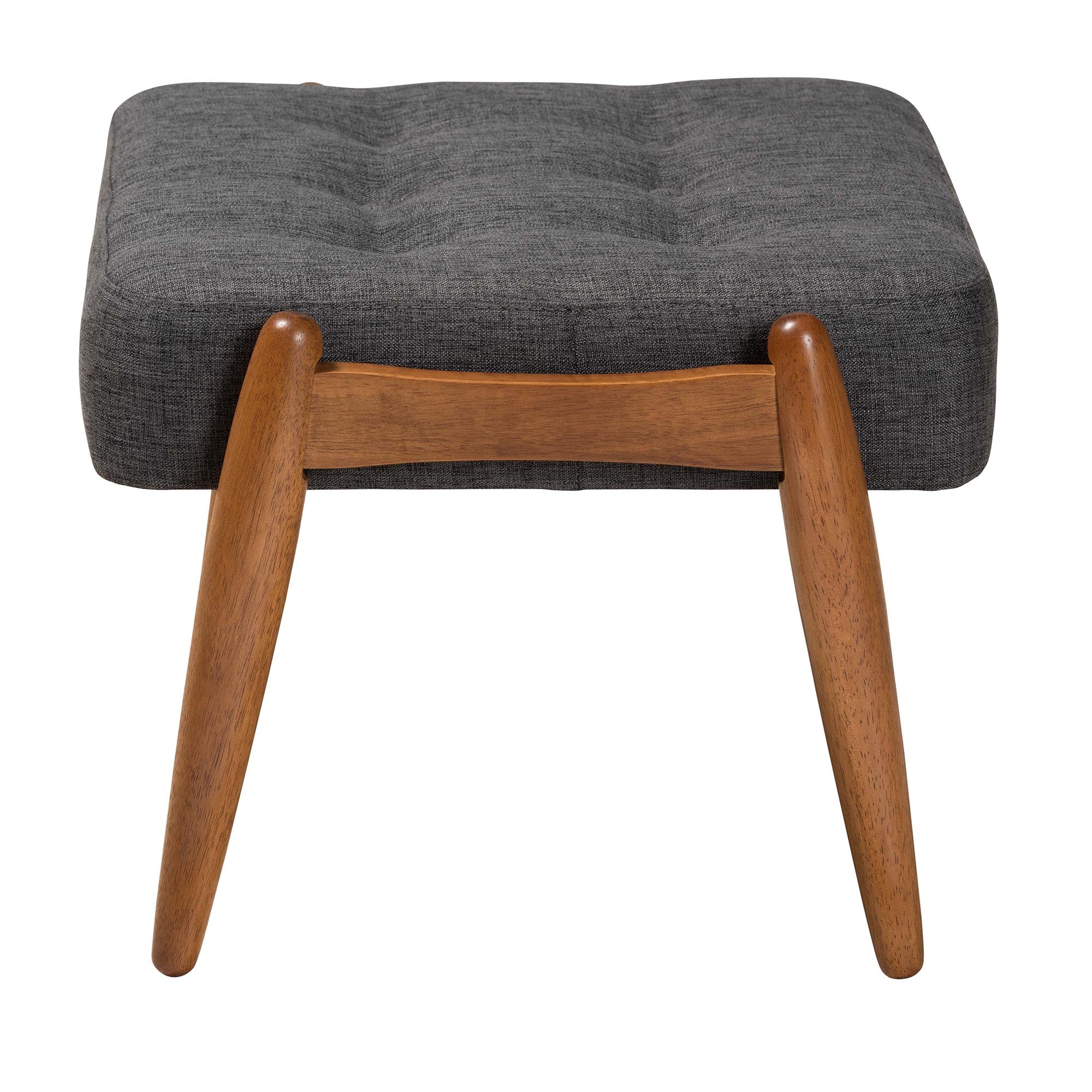 Jeanine Japandi Fabric and Finished Wood Ottoman