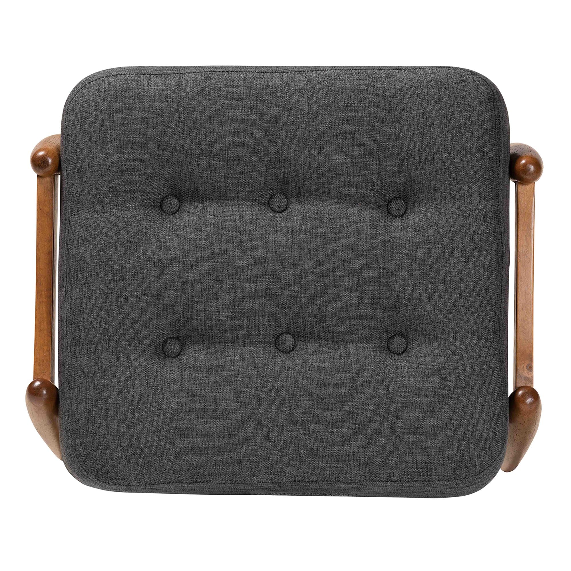 Jeanine Japandi Fabric and Finished Wood Ottoman