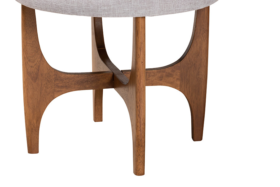 Theo Japandi Fabric and Finished Wood Ottoman