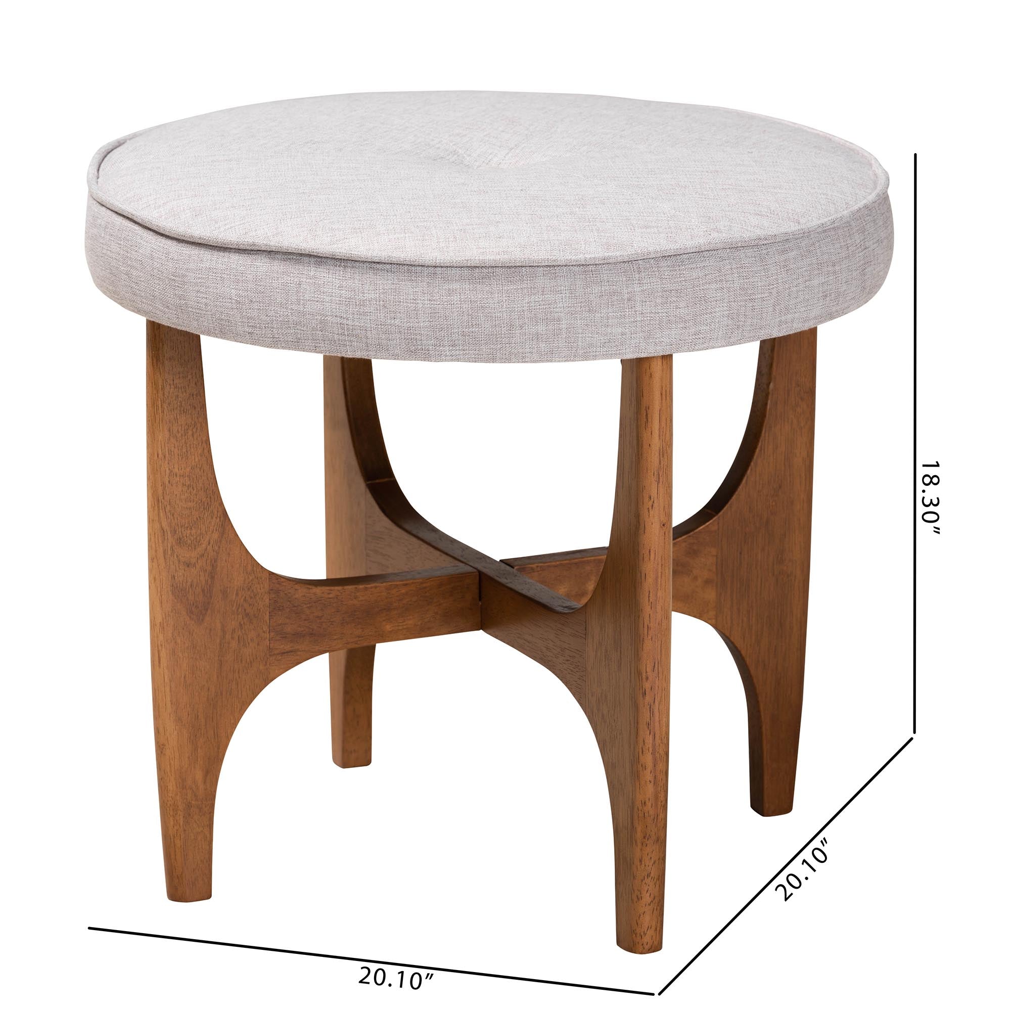 Theo Japandi Fabric and Finished Wood Ottoman