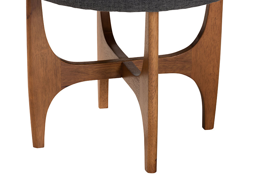 Theo Japandi Fabric and Finished Wood Ottoman