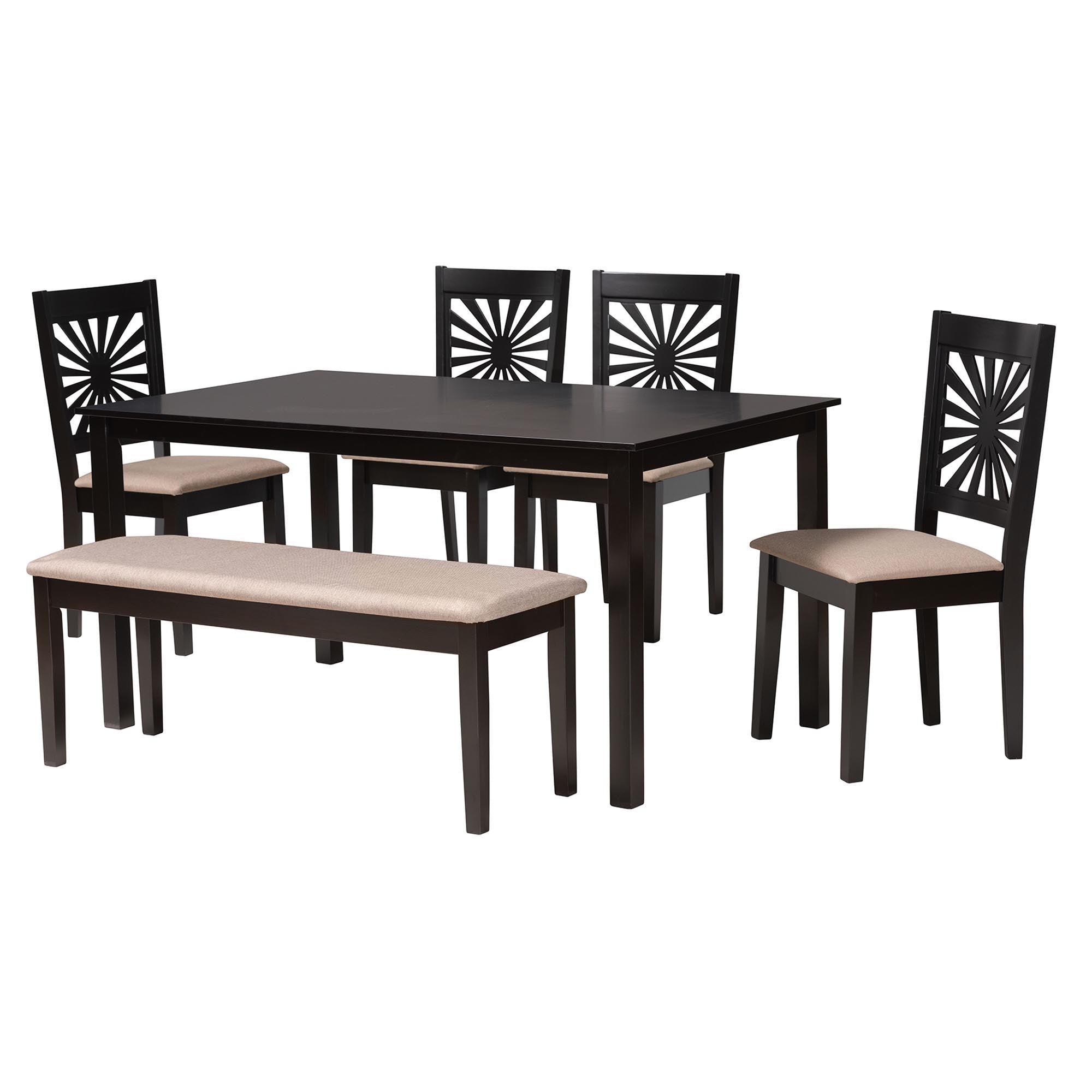 Olympia Modern Fabric and Espresso Finished Wood 6-Piece Dining Set