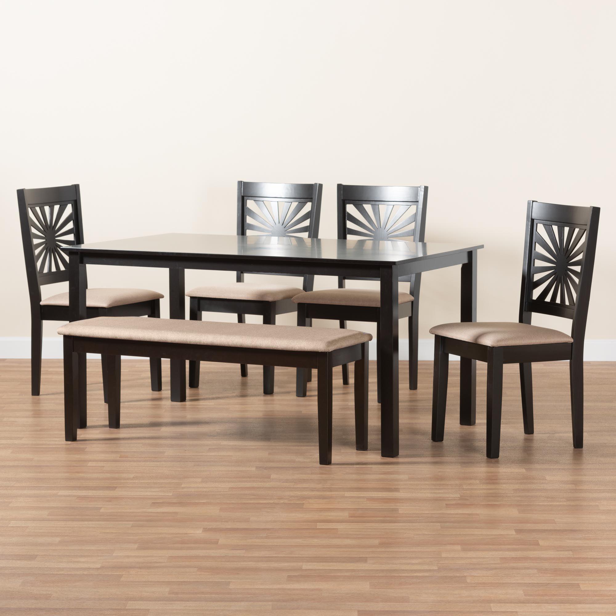Olympia Modern Fabric and Espresso Finished Wood 6-Piece Dining Set