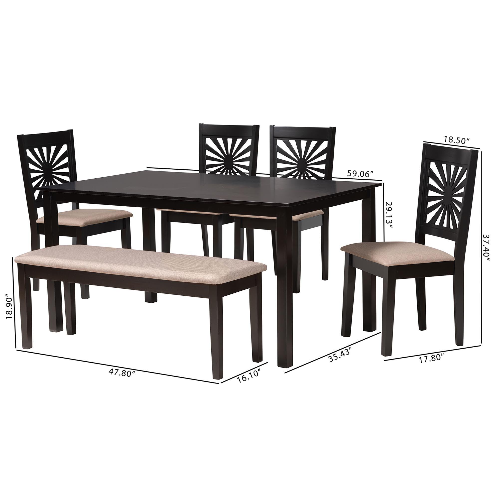 Olympia Modern Fabric and Espresso Finished Wood 6-Piece Dining Set