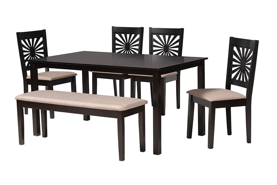 Olympia Modern Fabric and Espresso Finished Wood 6-Piece Dining Set