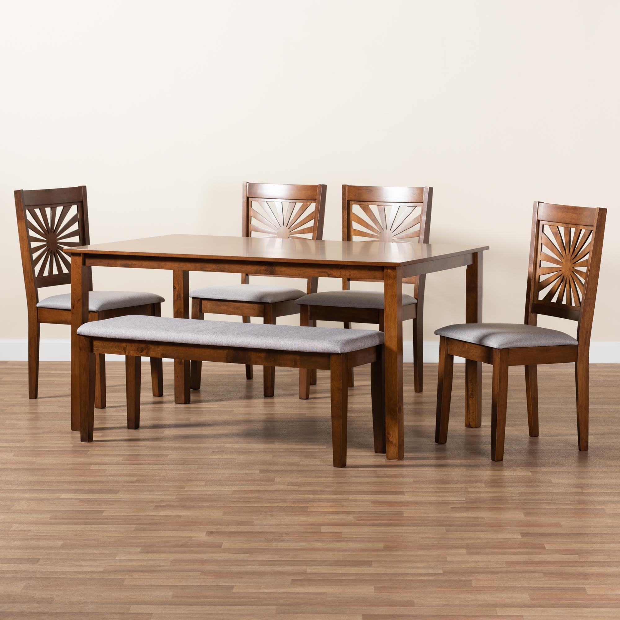 Olympia Modern Fabric and Finished Wood 6-Piece Dining Set