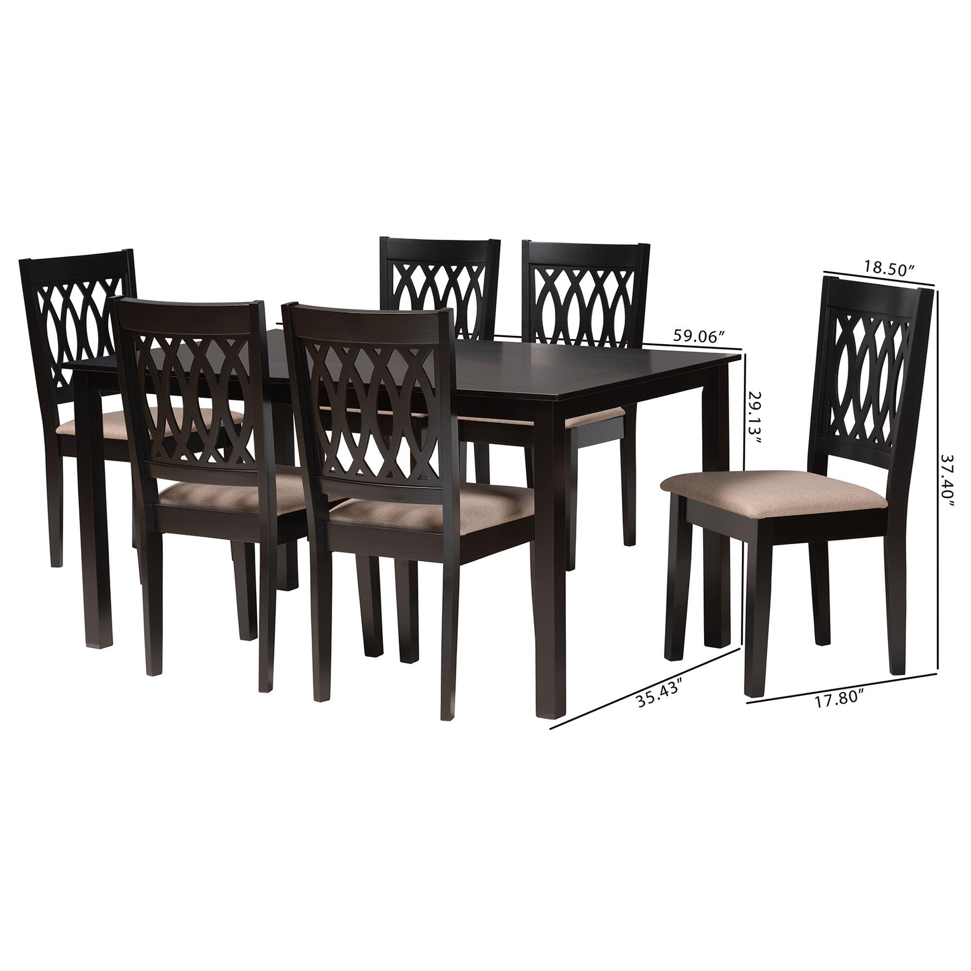 Florencia Modern Fabric and Espresso Finished Wood 7-Piece Dining Set