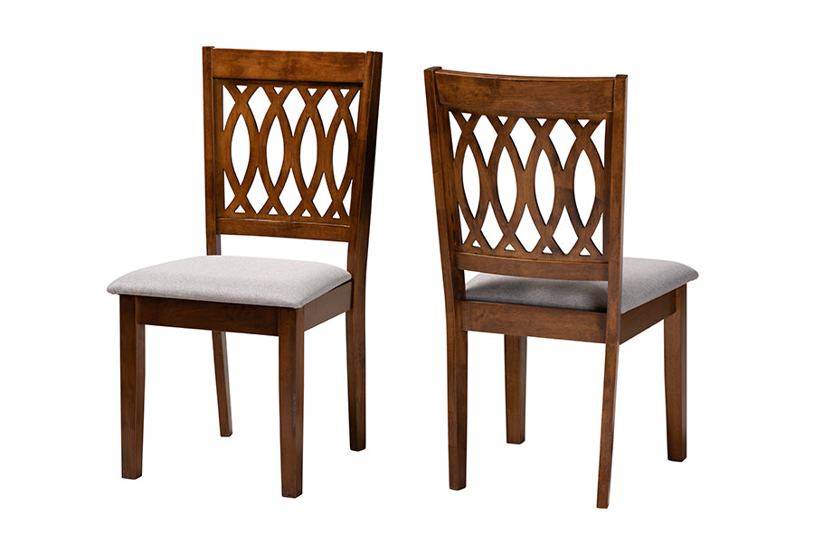 Florencia Modern Fabric and Finished Wood 2-Piece Dining Chair Set