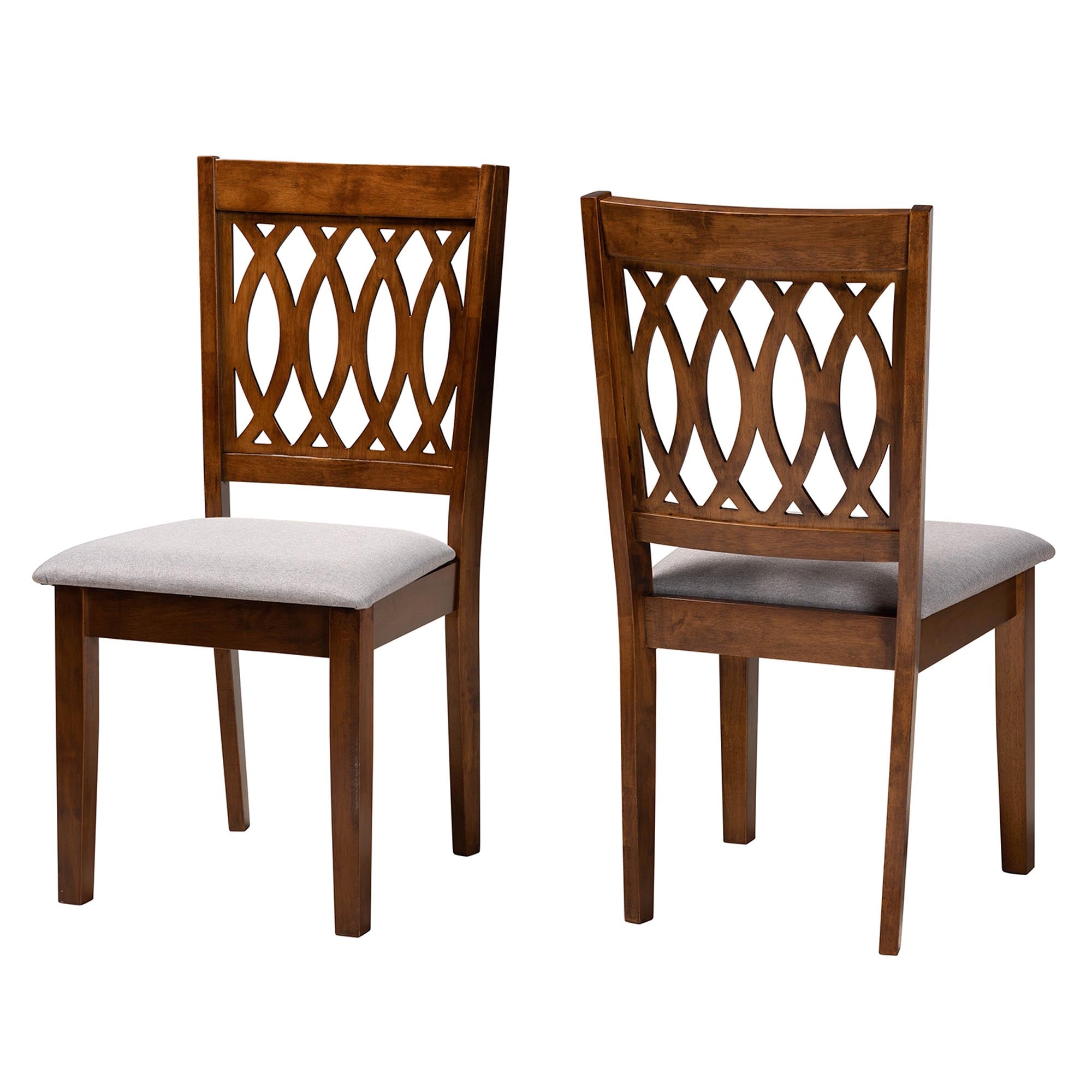 Florencia Modern Fabric and Finished Wood 2-Piece Dining Chair Set