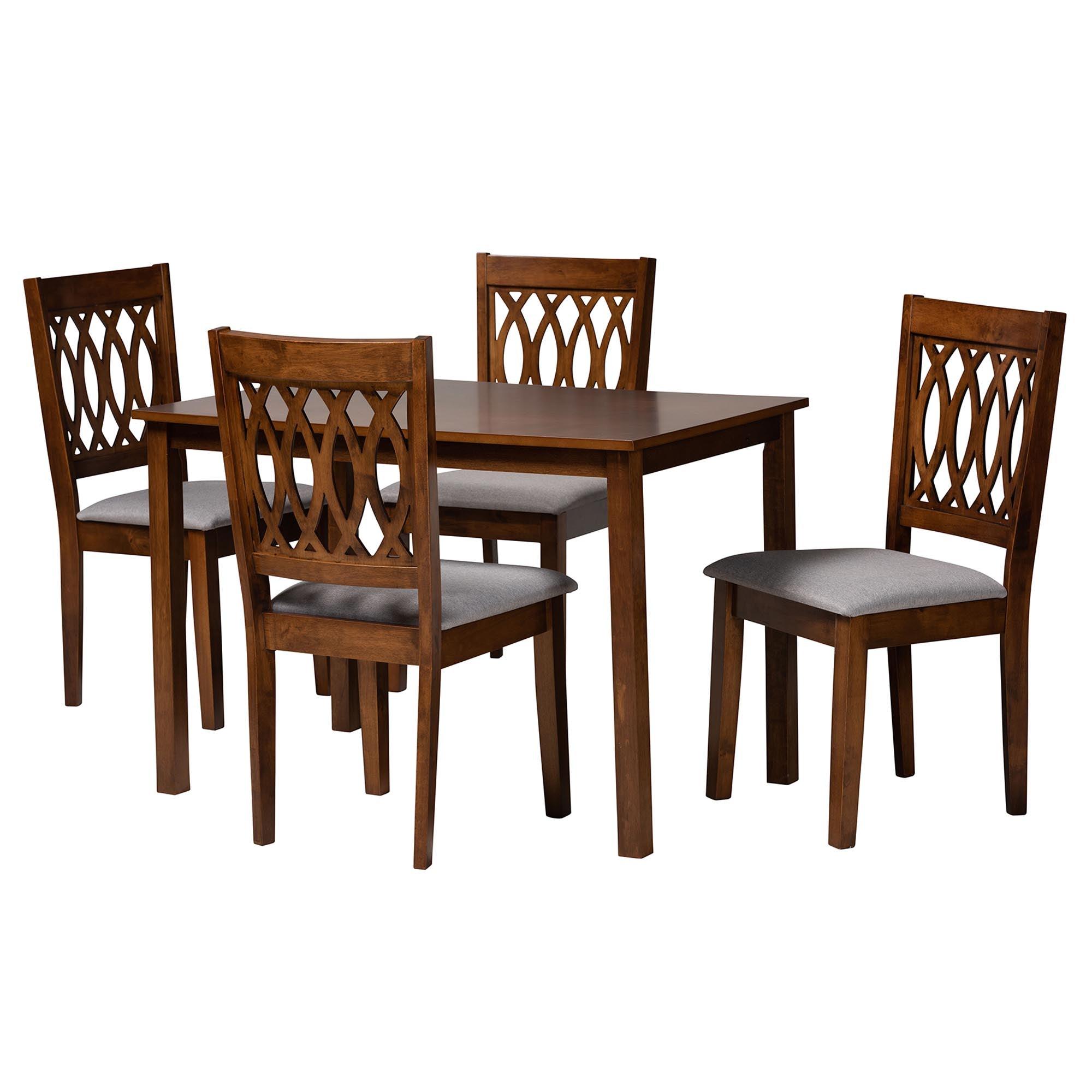Florencia Modern Fabric and Finished Wood 5-Piece Dining Set