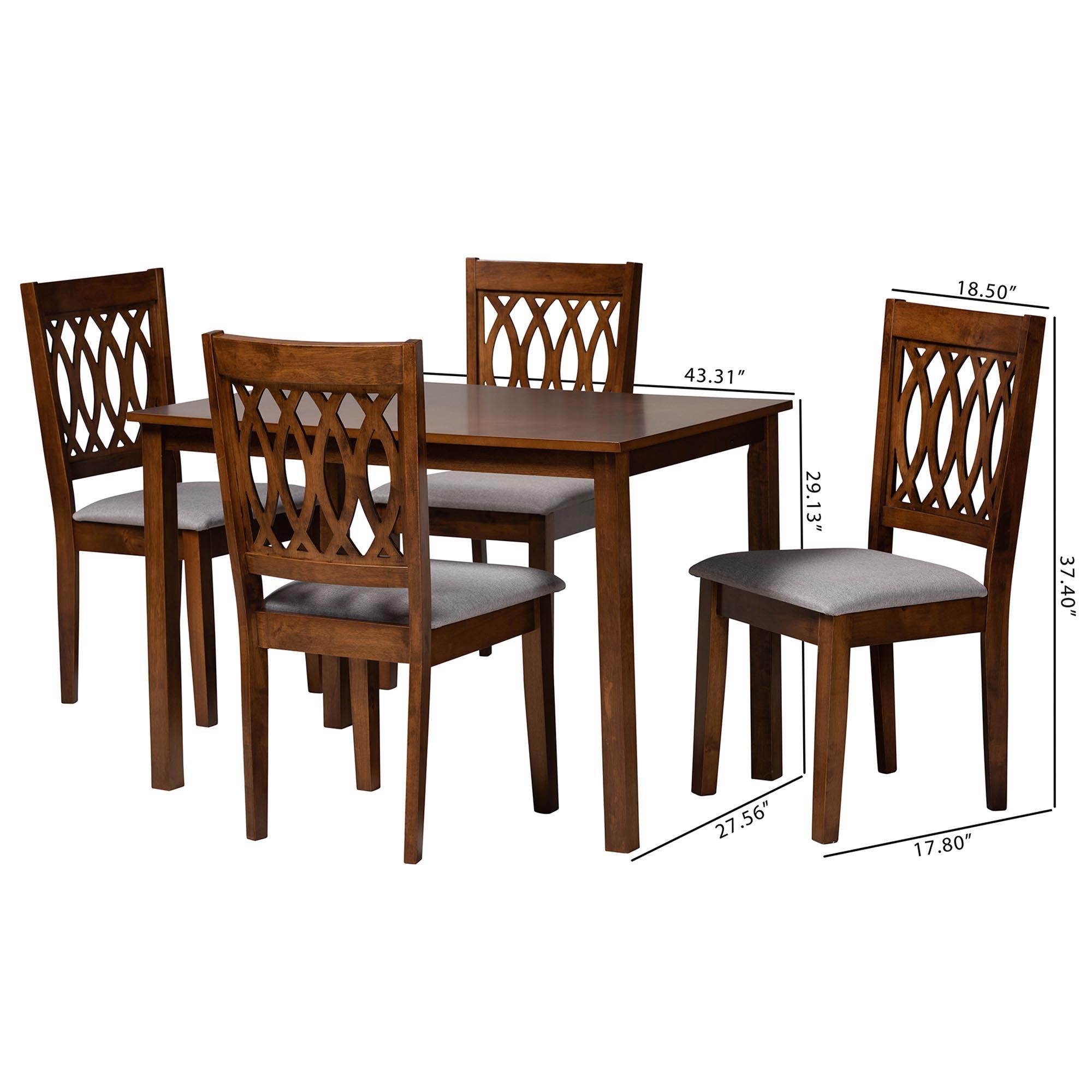 Florencia Modern Fabric and Finished Wood 5-Piece Dining Set