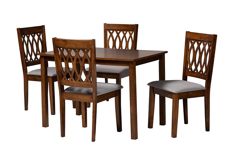 Florencia Modern Fabric and Finished Wood 5-Piece Dining Set