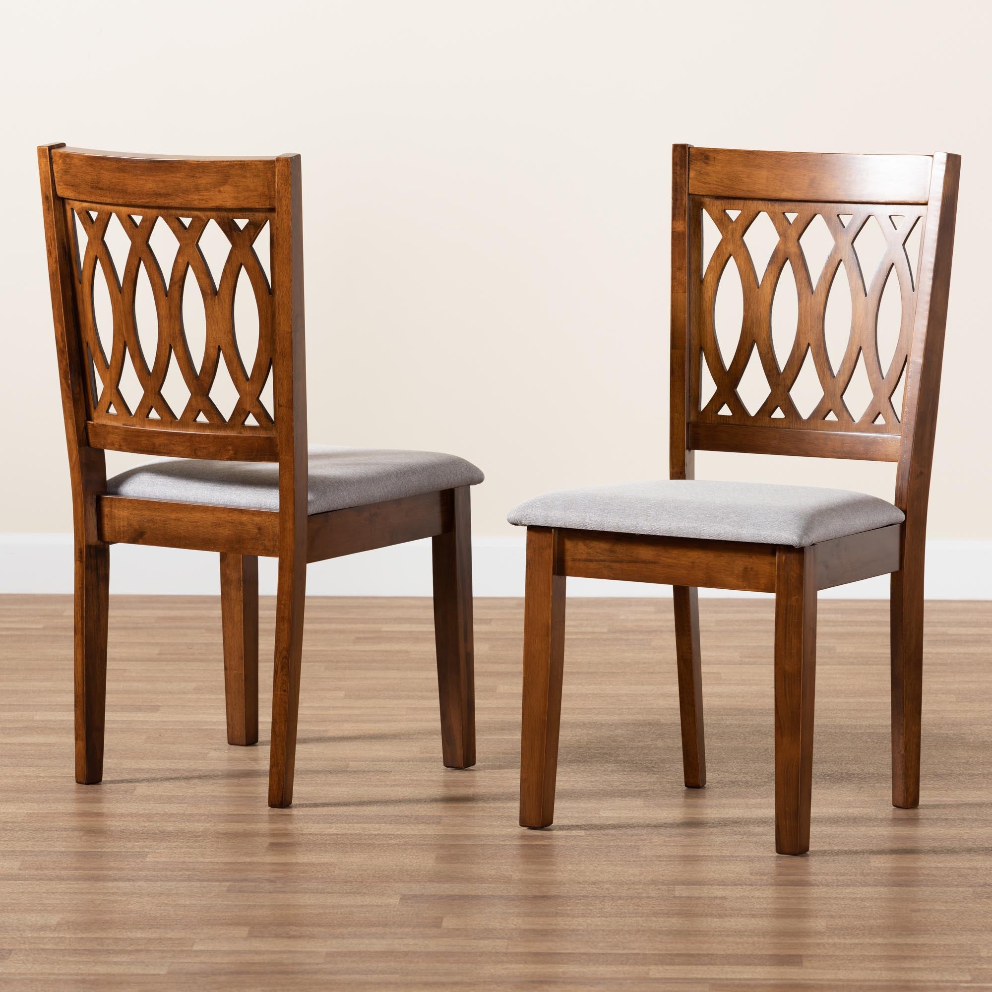 Florencia Modern Fabric and Finished Wood 2-Piece Dining Chair Set