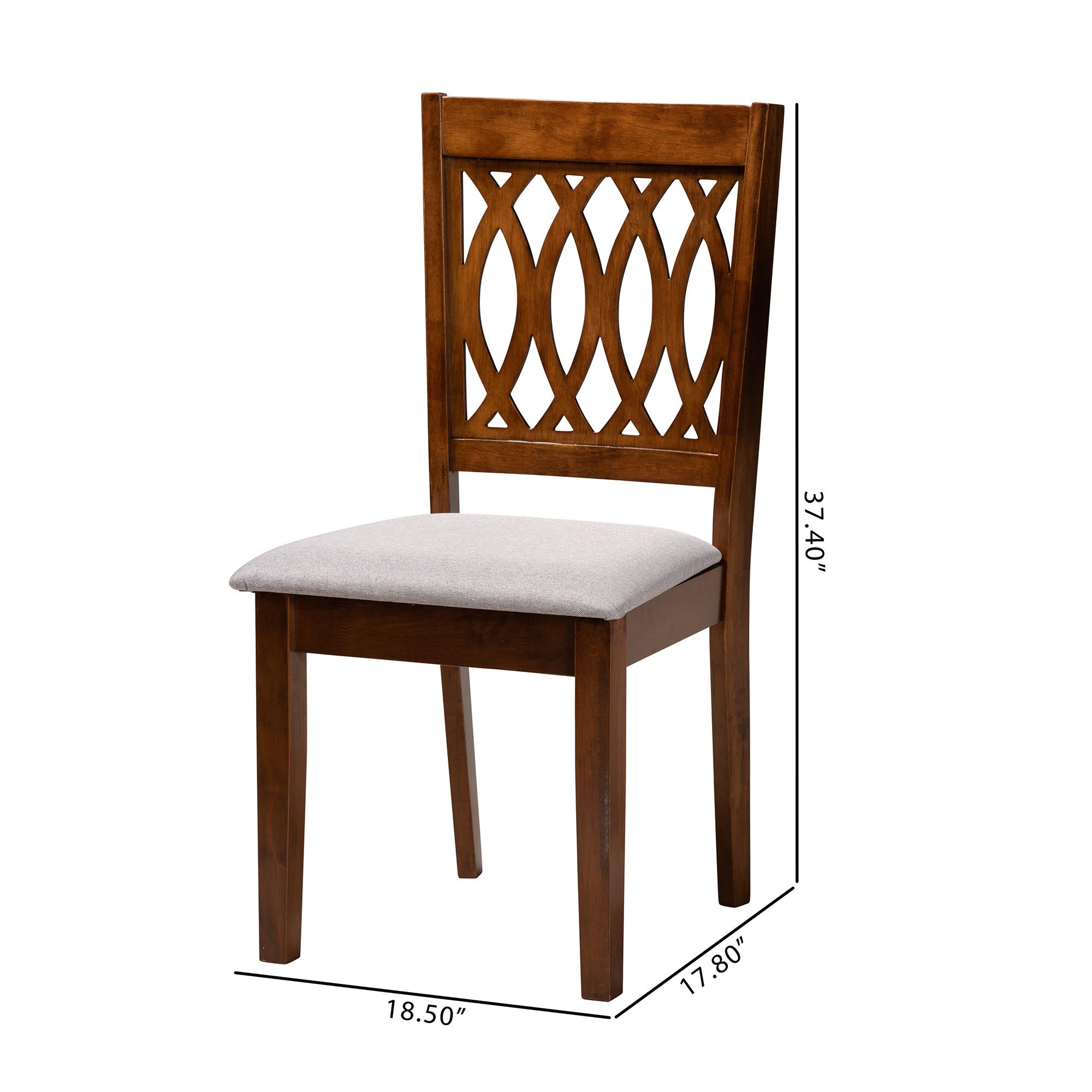 Florencia Modern Fabric and Finished Wood 2-Piece Dining Chair Set
