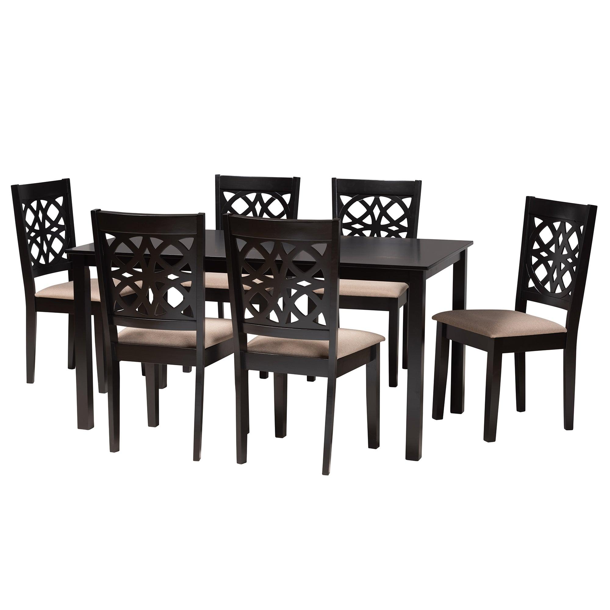 Abigail Modern Fabric and Finished Wood 7-Piece Dining Set