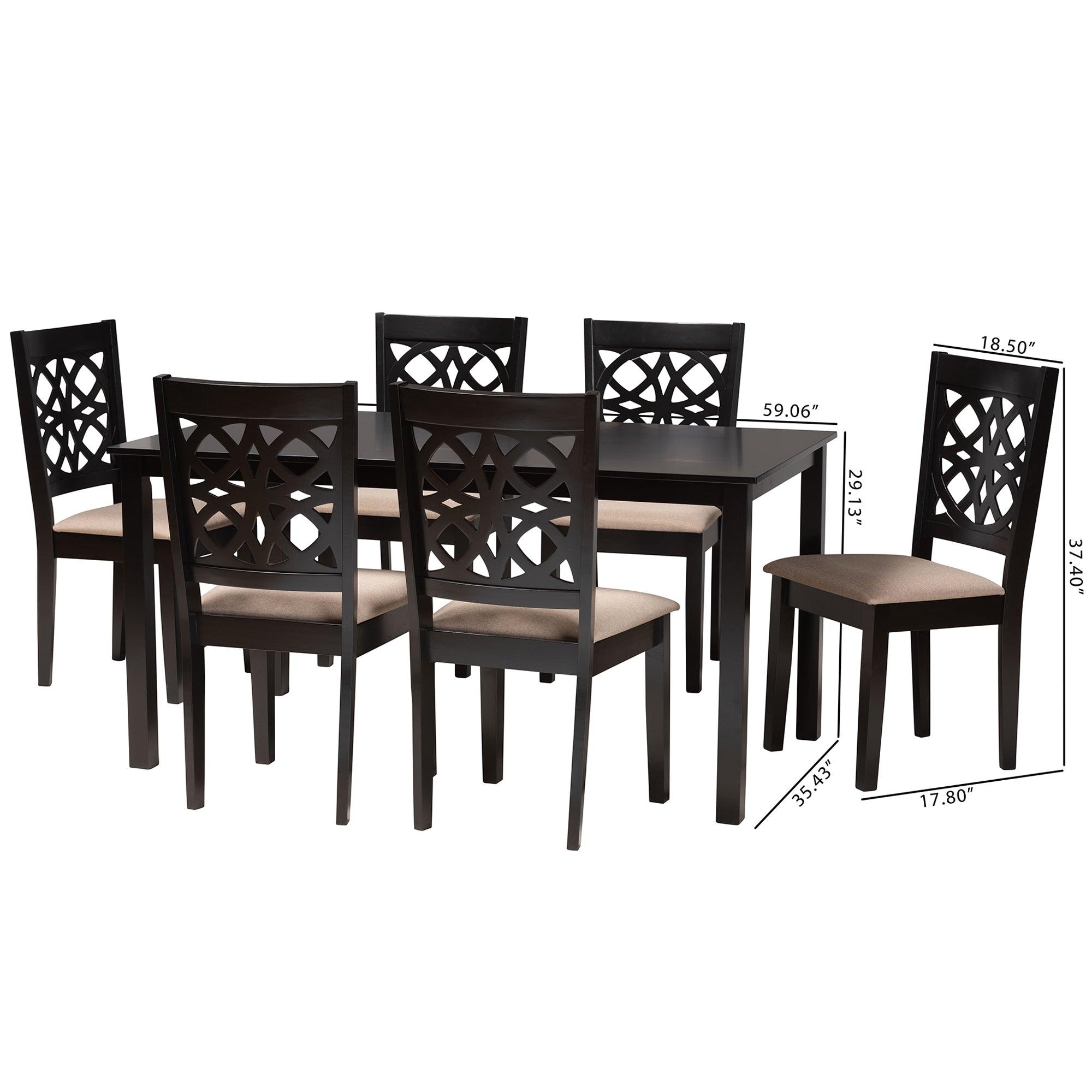 Abigail Modern Fabric and Finished Wood 7-Piece Dining Set