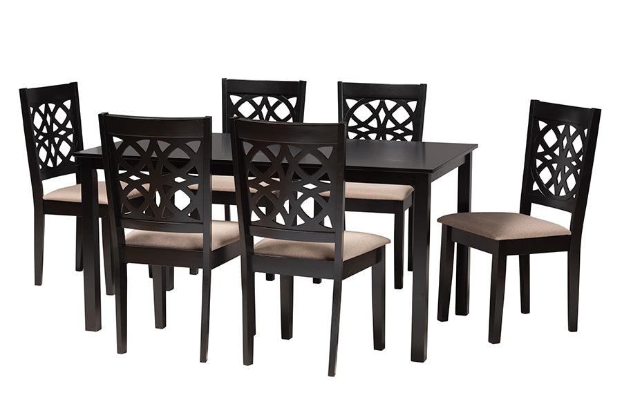 Abigail Modern Fabric and Finished Wood 7-Piece Dining Set