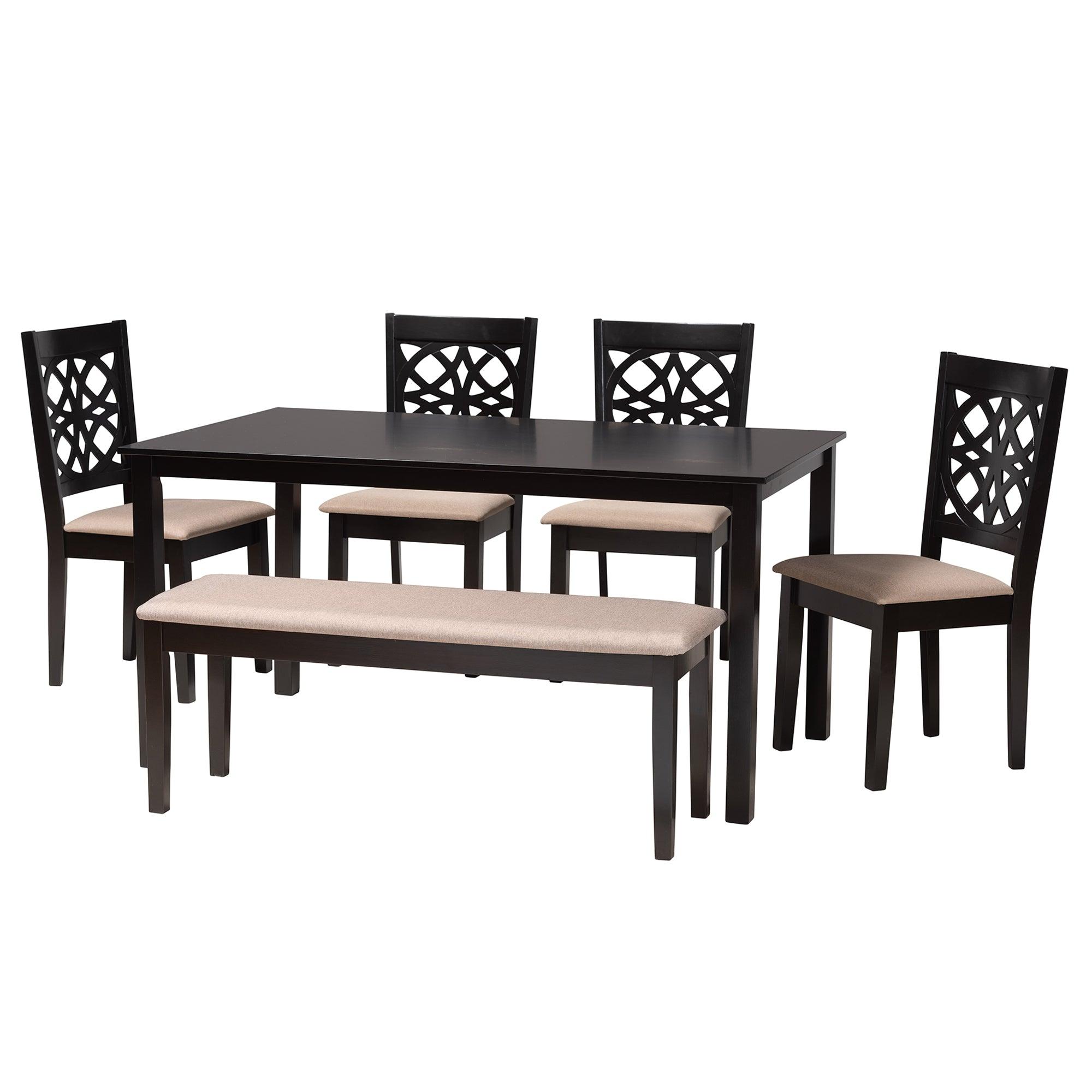 Abigail Modern Fabric and Finished Wood 6-Piece Dining Set