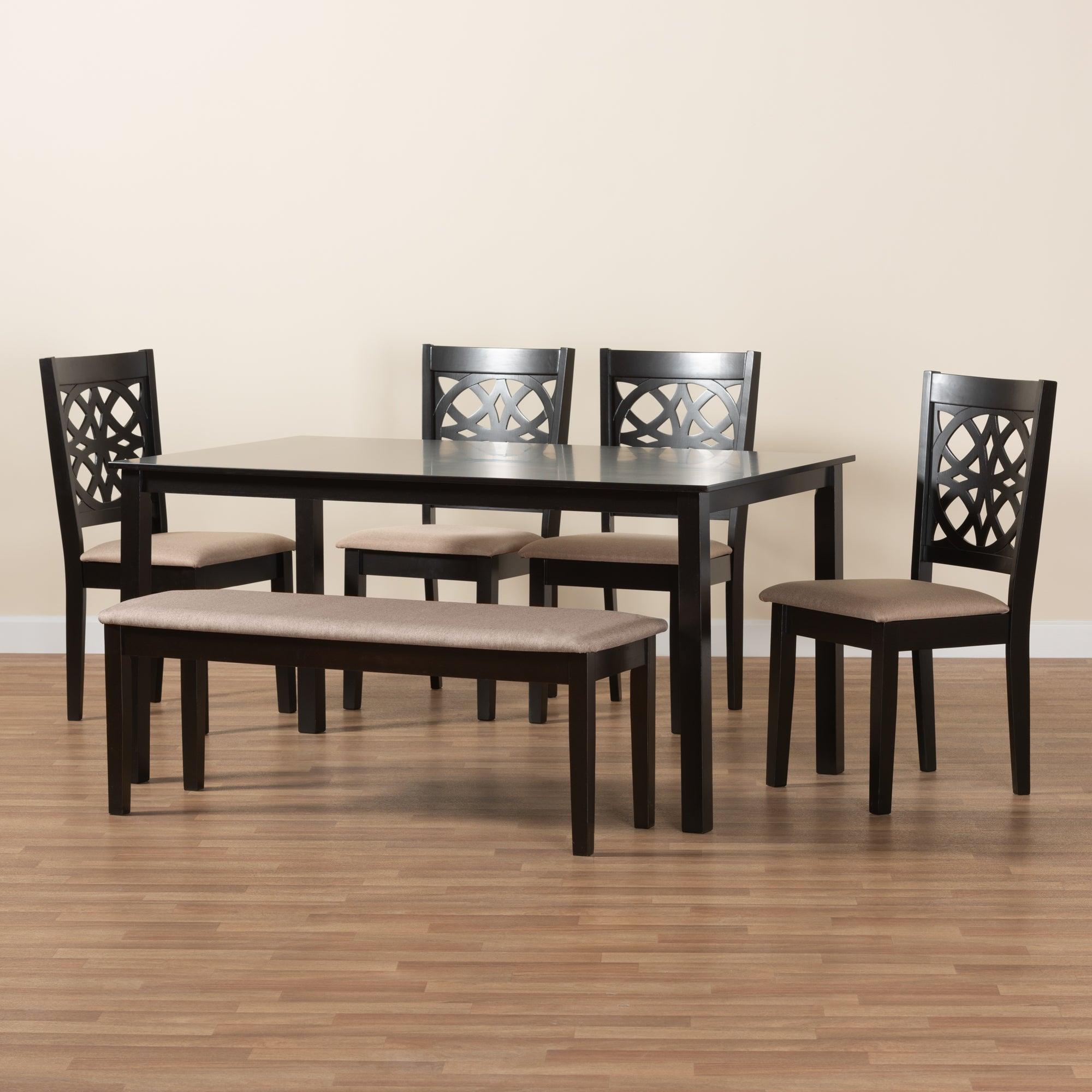 Abigail Modern Fabric and Finished Wood 6-Piece Dining Set