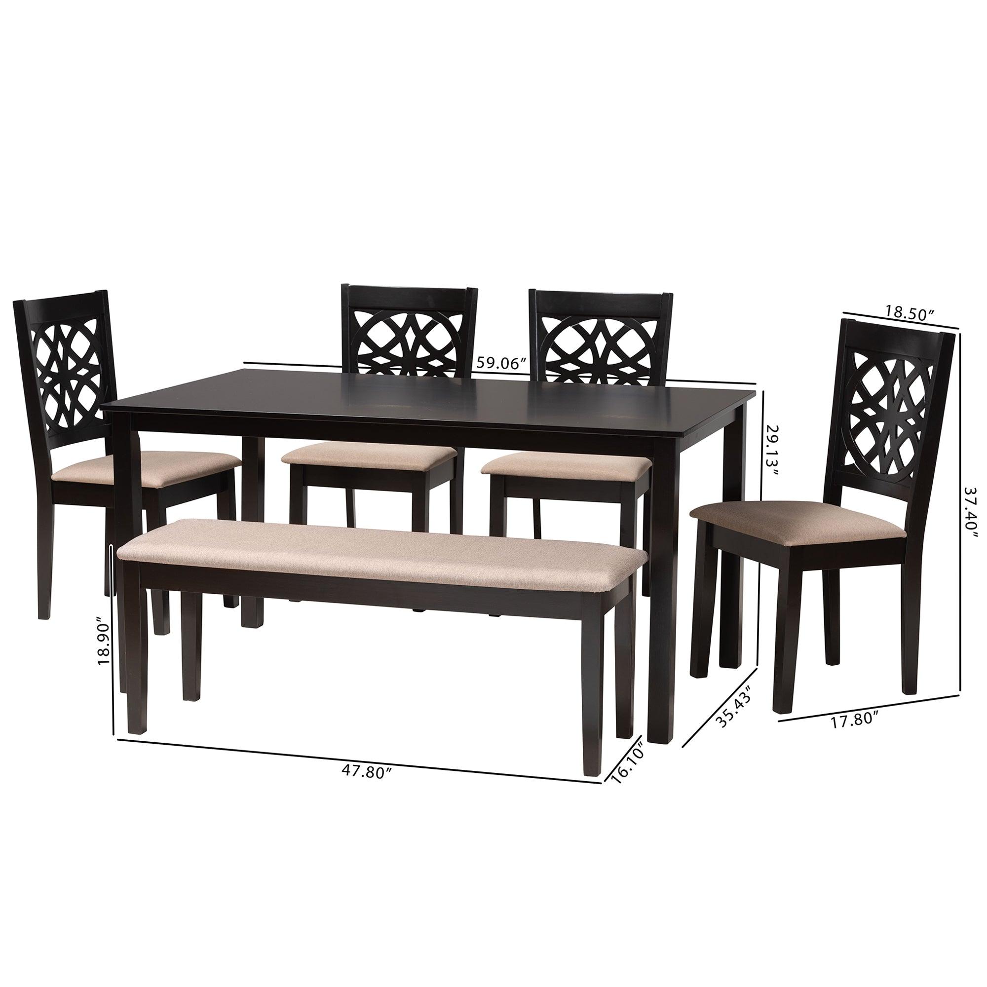 Abigail Modern Fabric and Finished Wood 6-Piece Dining Set