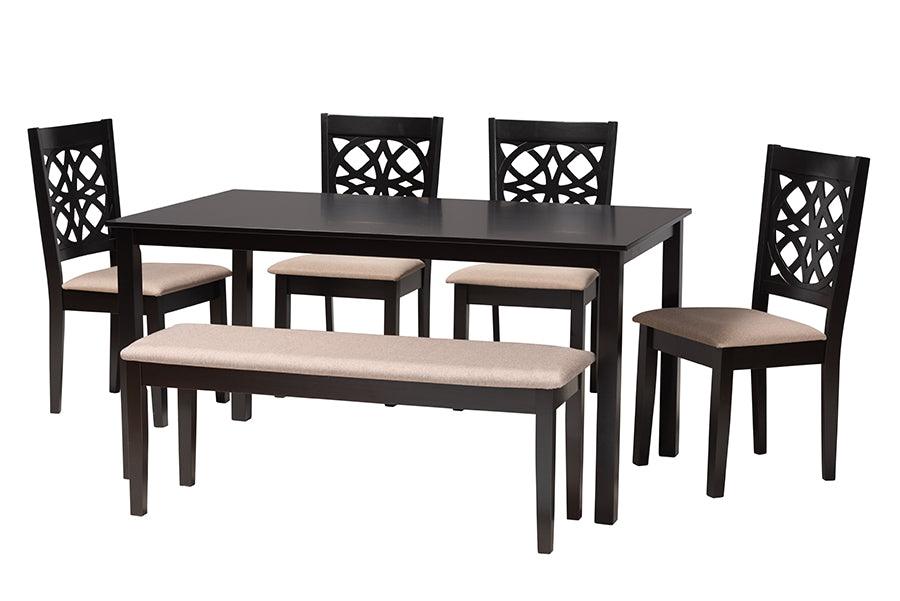 Abigail Modern Fabric and Finished Wood 6-Piece Dining Set