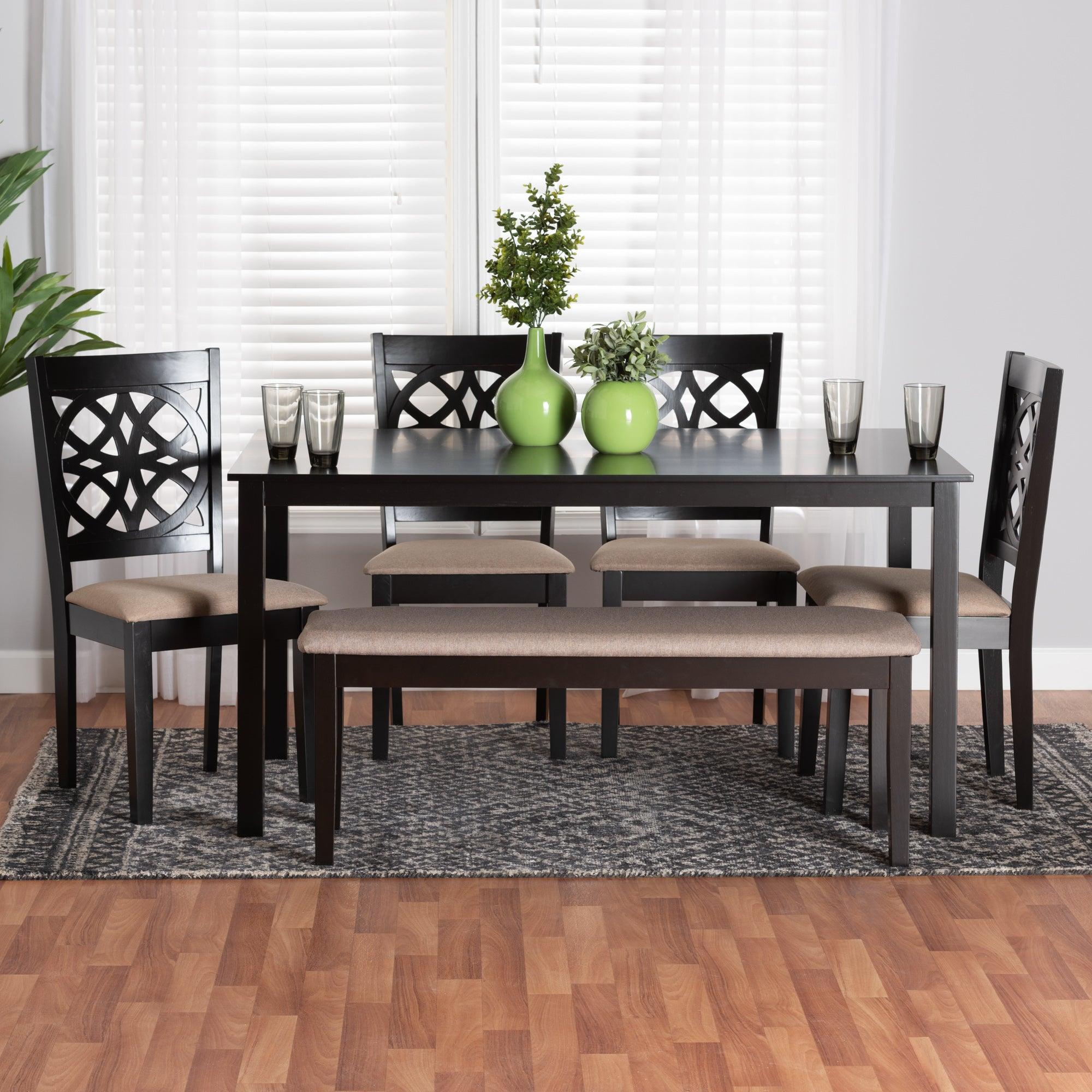 Abigail Modern Fabric and Finished Wood 6-Piece Dining Set