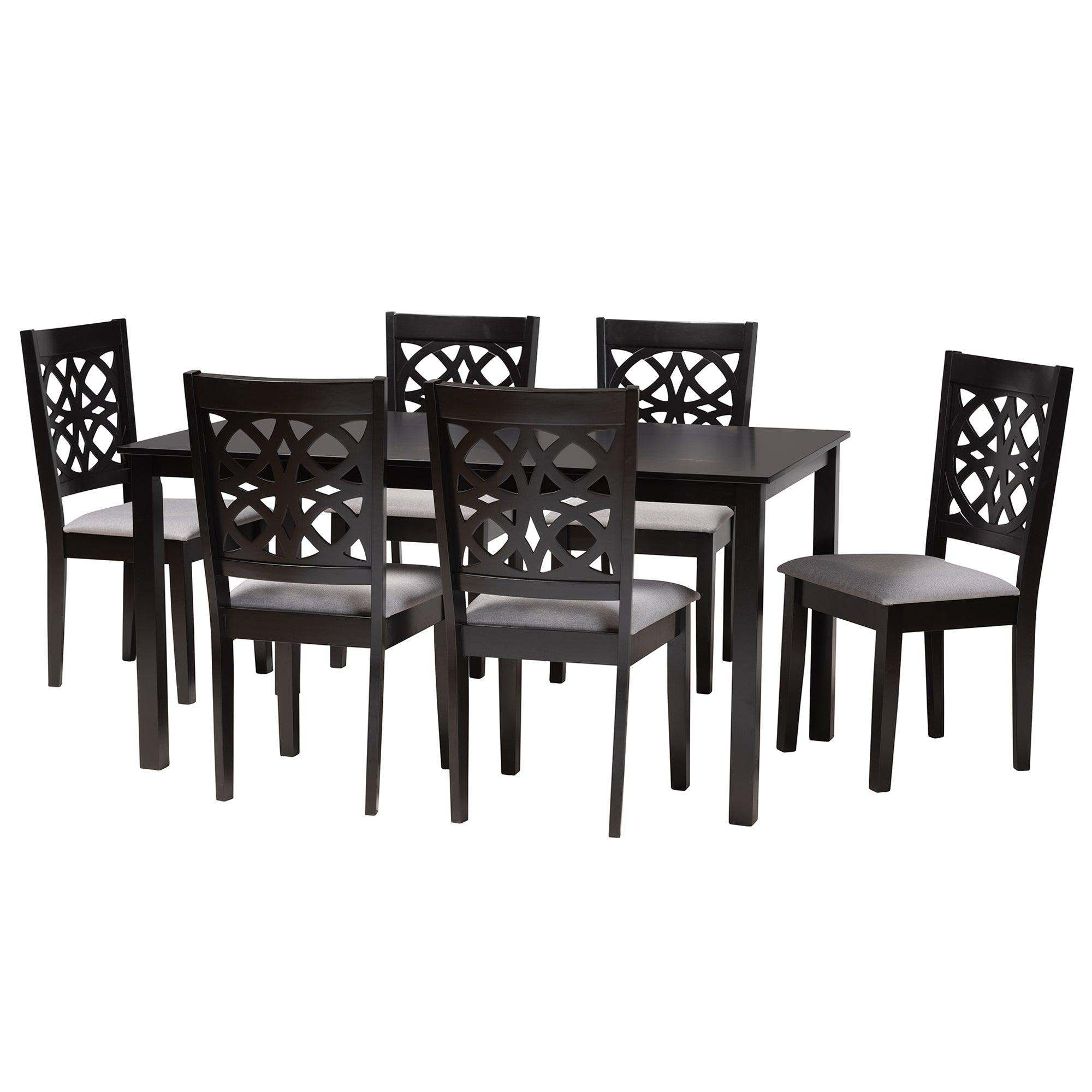 Abigail Modern Fabric and Finished Wood 7-Piece Dining Set