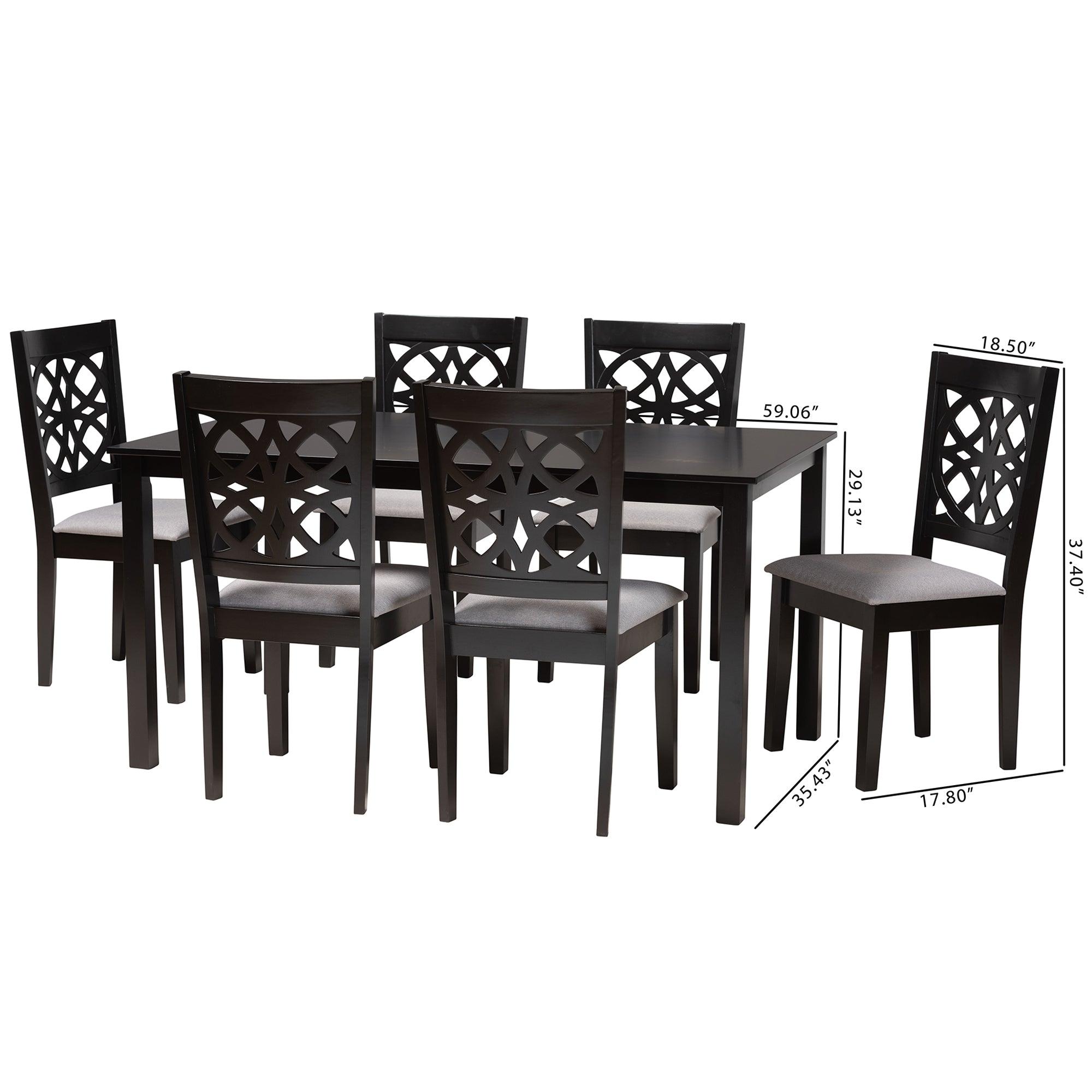 Abigail Modern Fabric and Finished Wood 7-Piece Dining Set