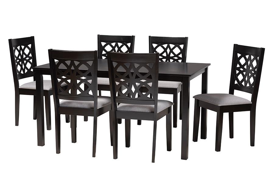 Abigail Modern Fabric and Finished Wood 7-Piece Dining Set