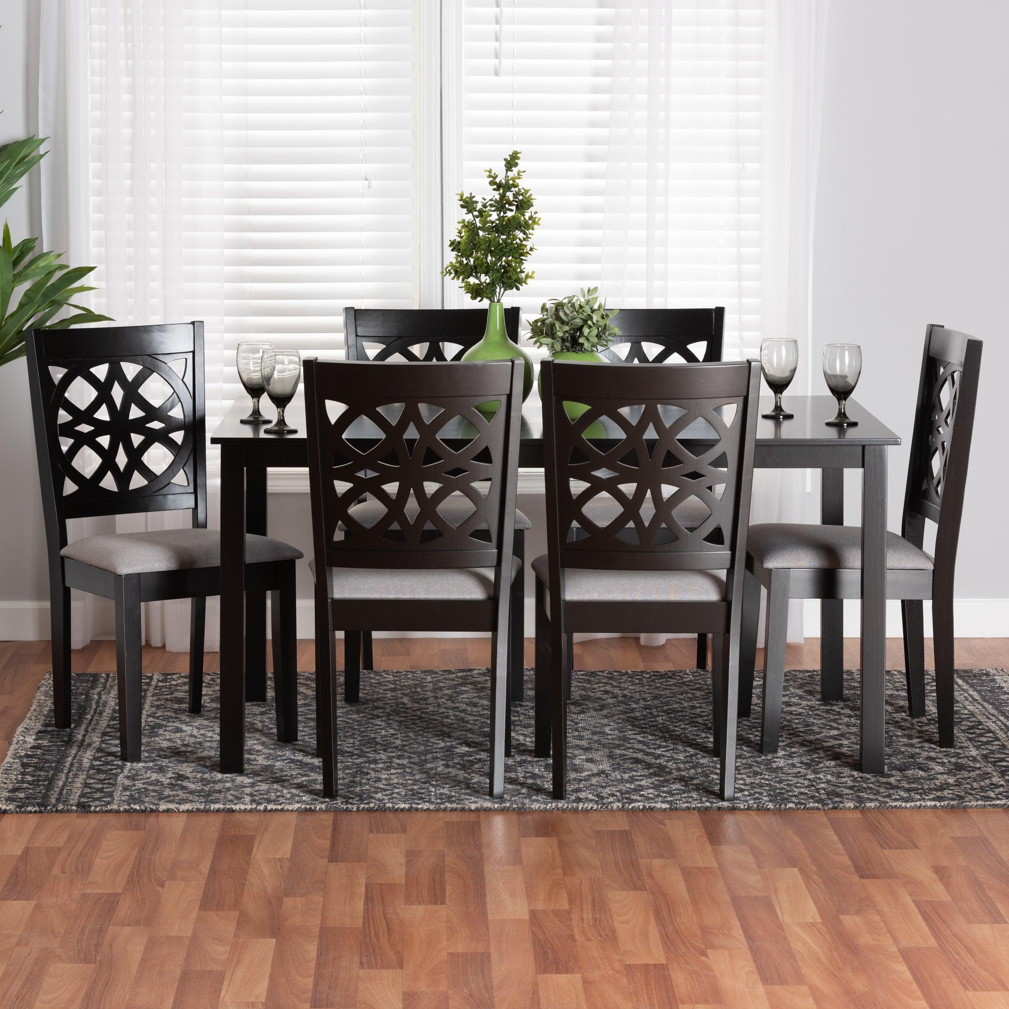 Abigail Modern Fabric and Finished Wood 7-Piece Dining Set