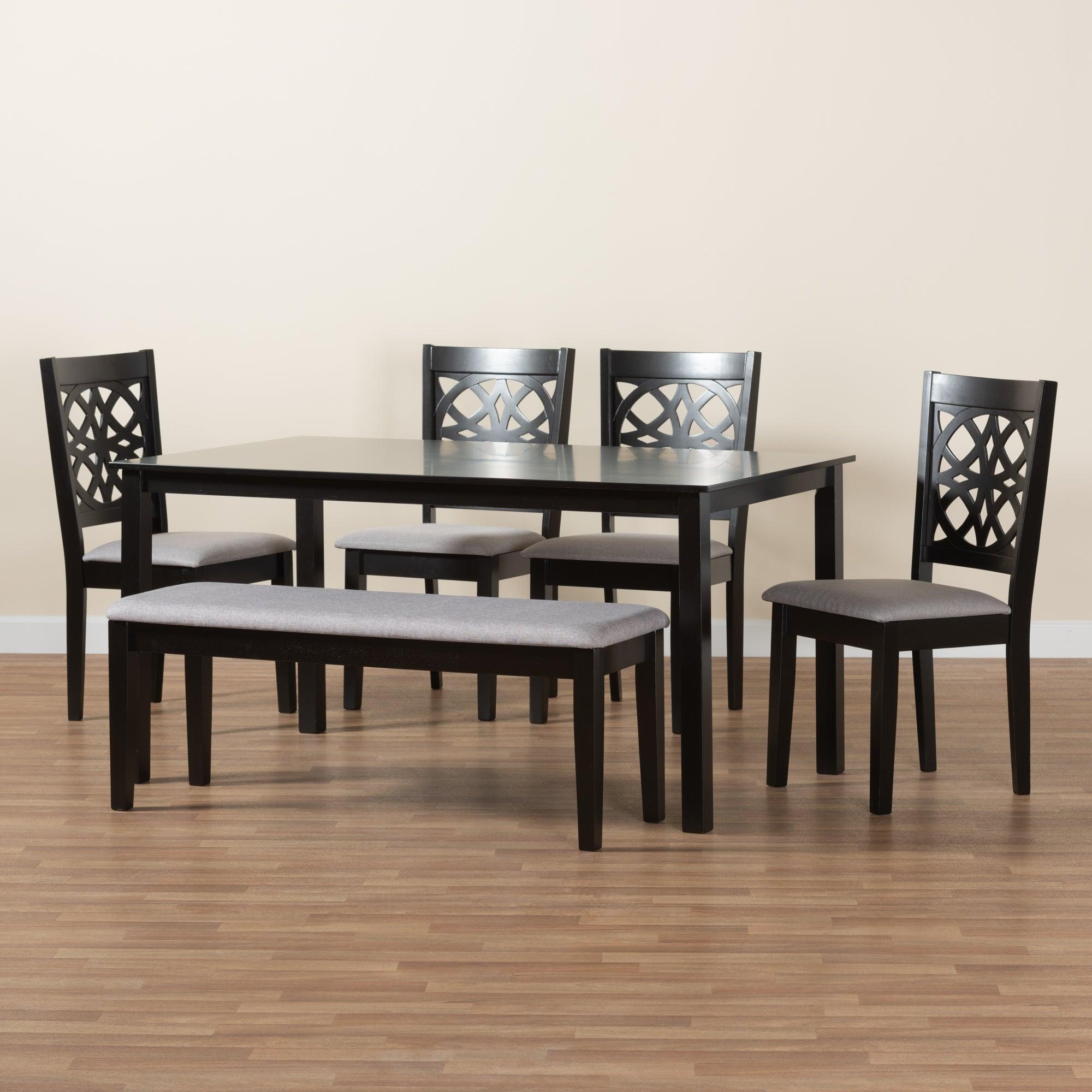 Abigail Modern Fabric and Finished Wood 6-Piece Dining Set
