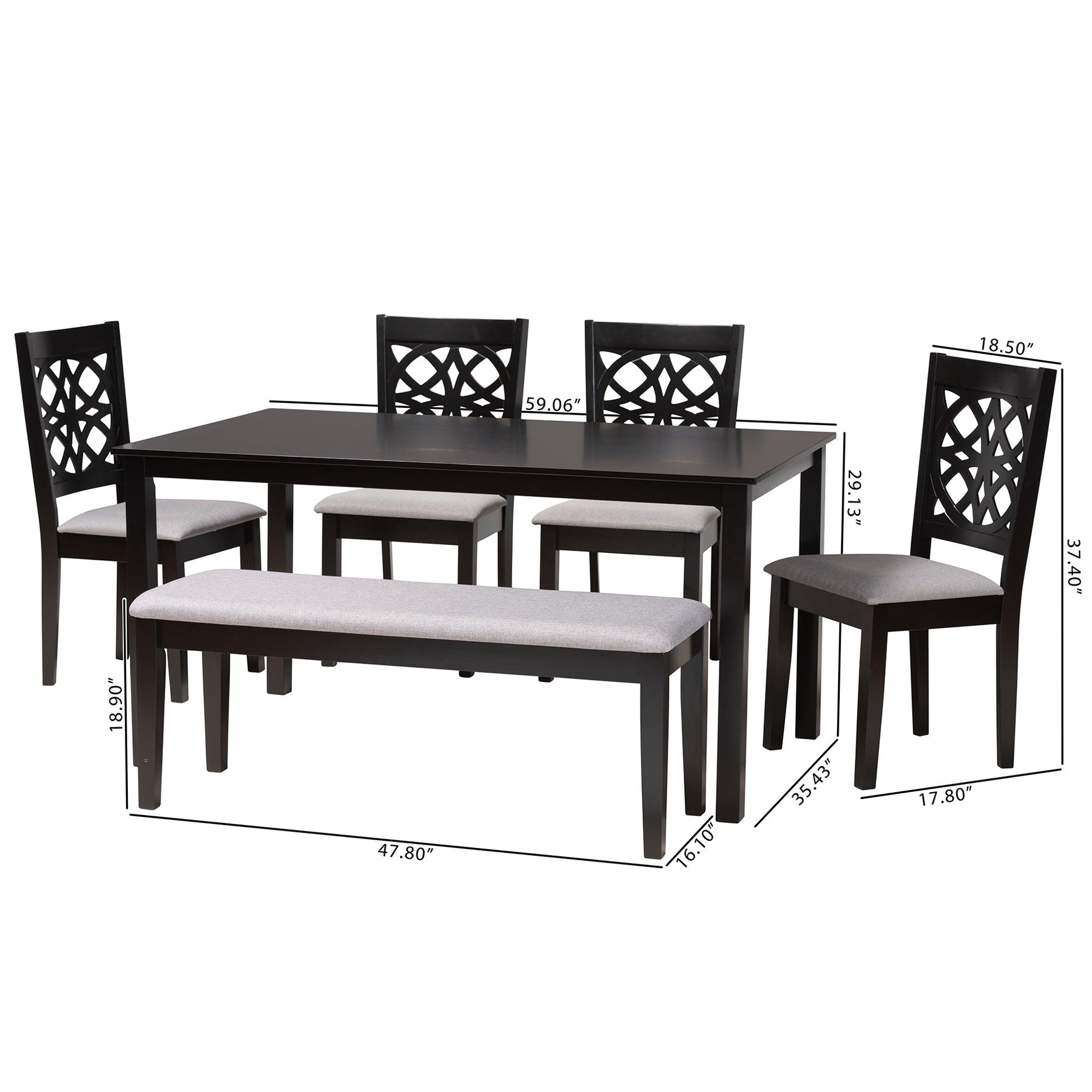 Abigail Modern Fabric and Finished Wood 6-Piece Dining Set