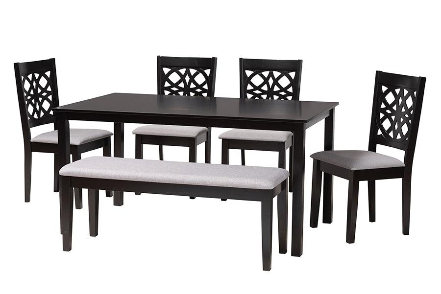 Abigail Modern Fabric and Finished Wood 6-Piece Dining Set