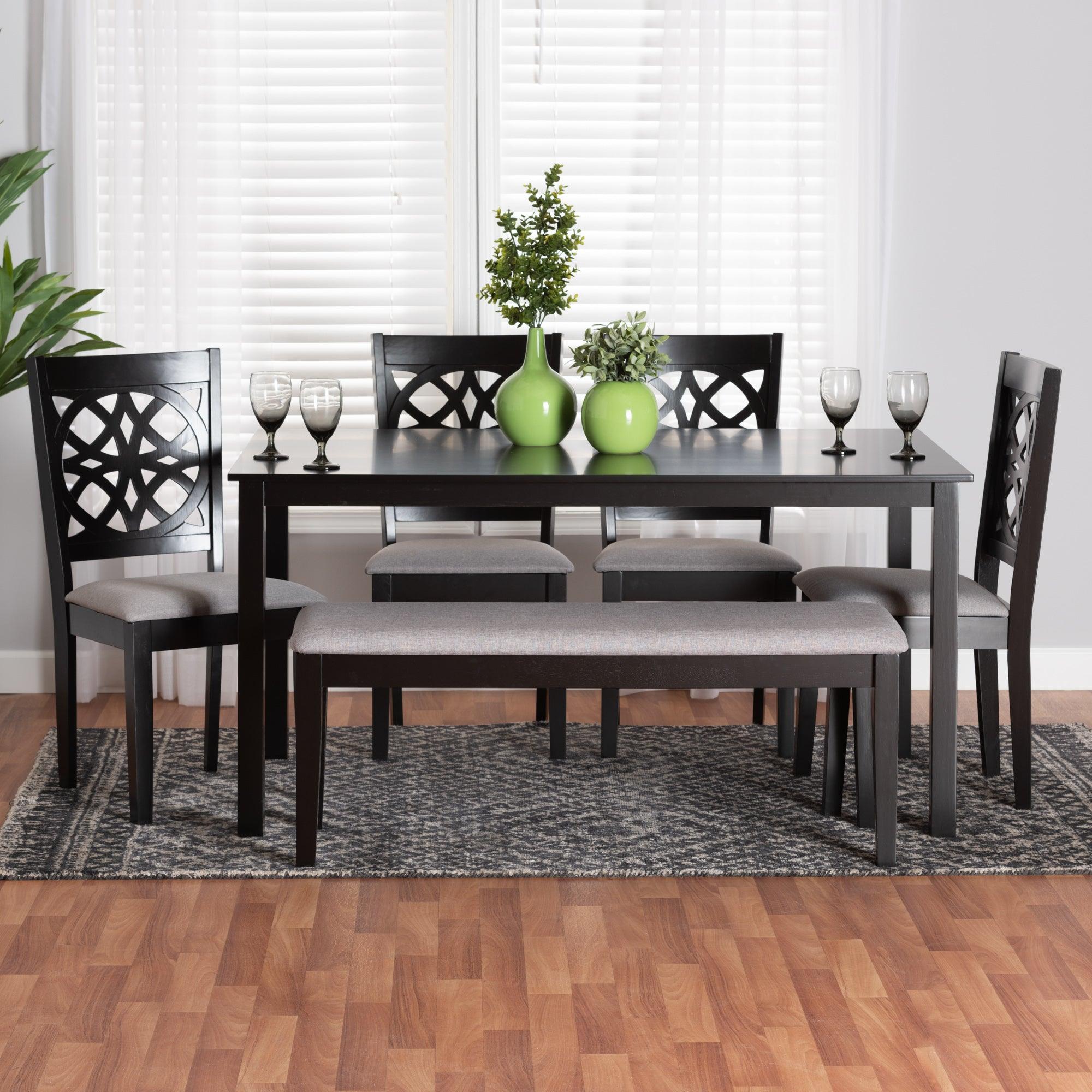 Abigail Modern Fabric and Finished Wood 6-Piece Dining Set
