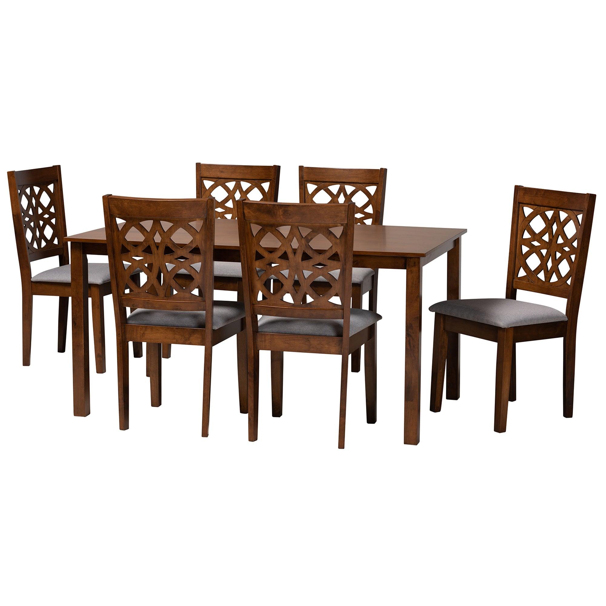 Abigail Modern Fabric and Finished Wood 7-Piece Dining Set