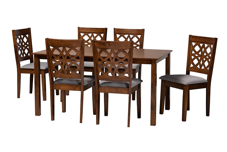 Abigail Modern Fabric and Finished Wood 7-Piece Dining Set